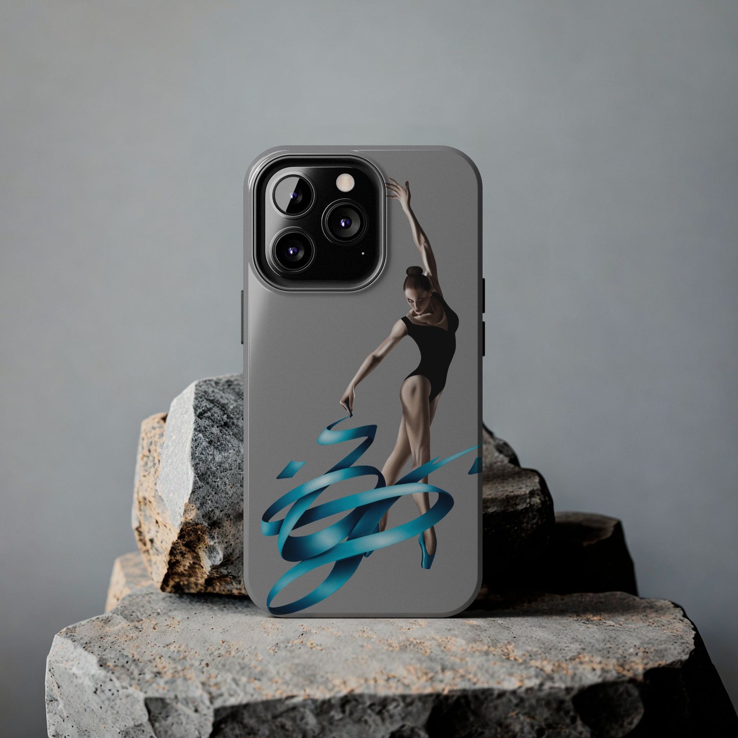 Phone Case - Ballerina with Blue Ribbon Persian Calligraphy Design in Grey