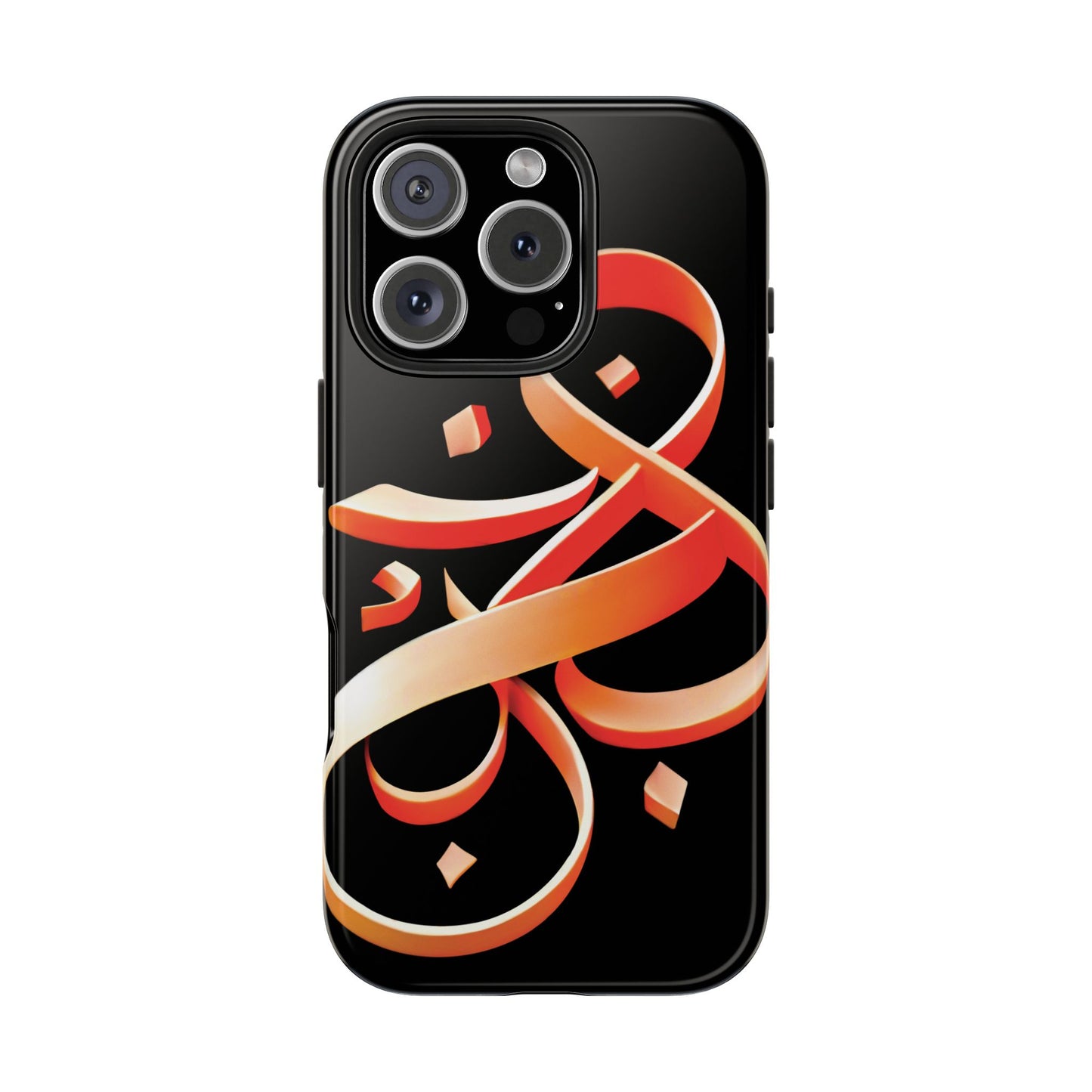 Copy of Phone Case - Persian Calligraphy Inspired Orange Ribbon Design, Unique and Elegant Gift