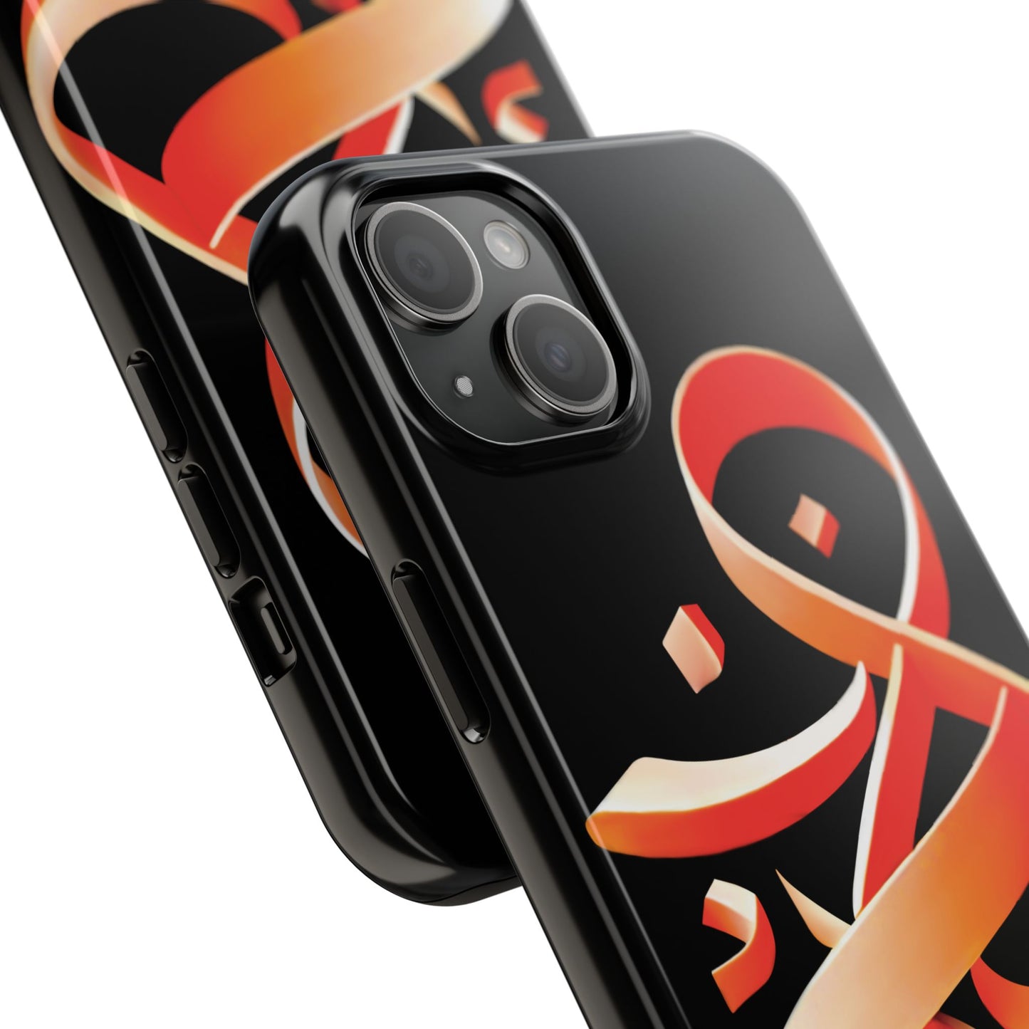 Copy of Phone Case - Persian Calligraphy Inspired Orange Ribbon Design, Unique and Elegant Gift