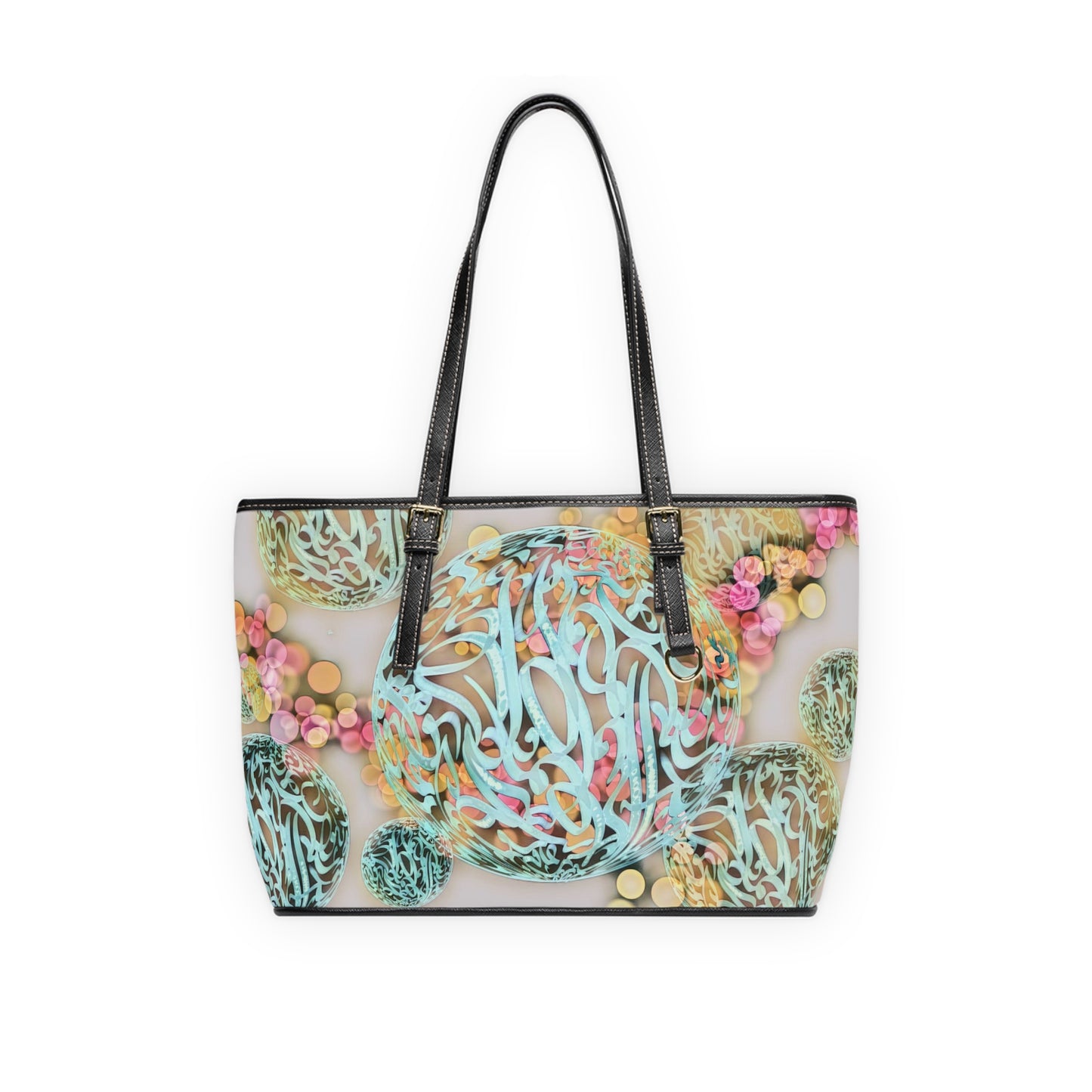 Elegant PU Leather Purse with Artistic Calligraphy Design