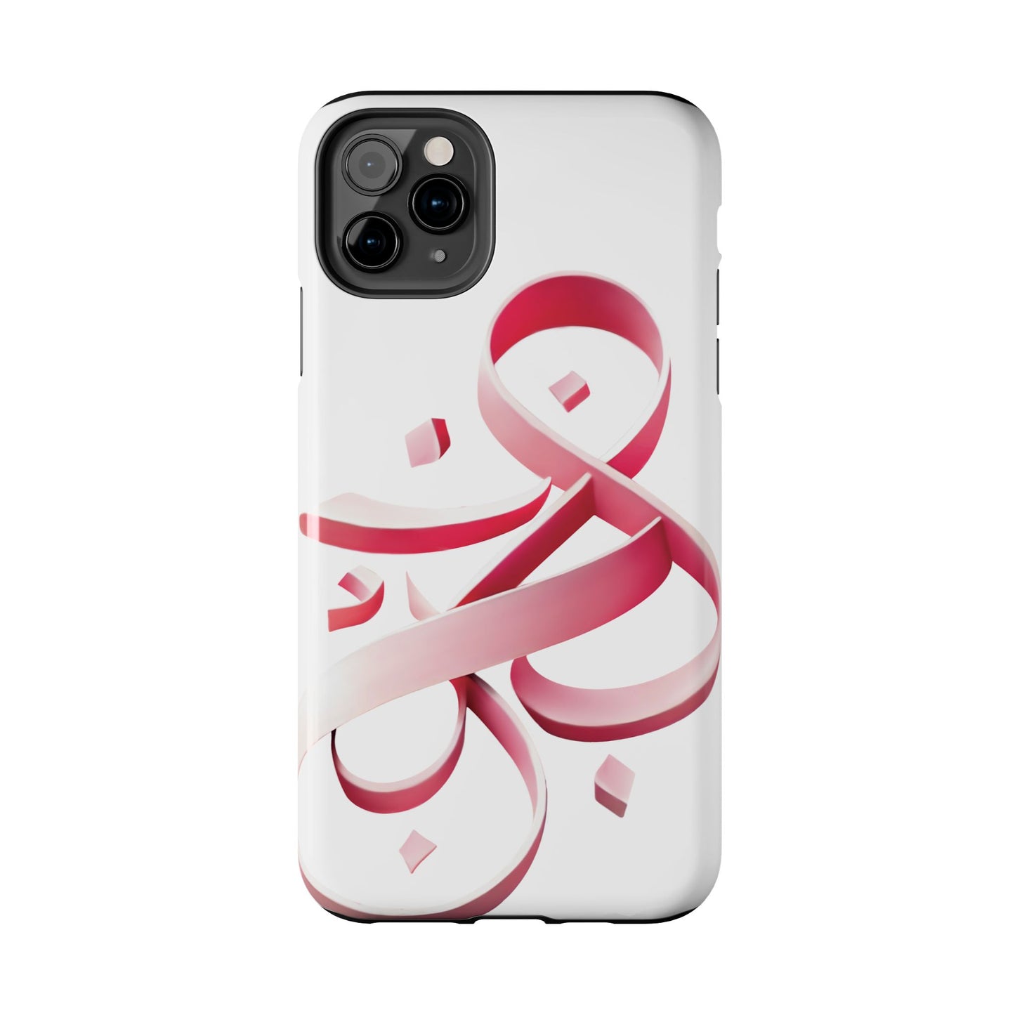 Phone Case - Persian Calligraphy Inspired Pink Ribbon Design, Unique and Elegant Gift