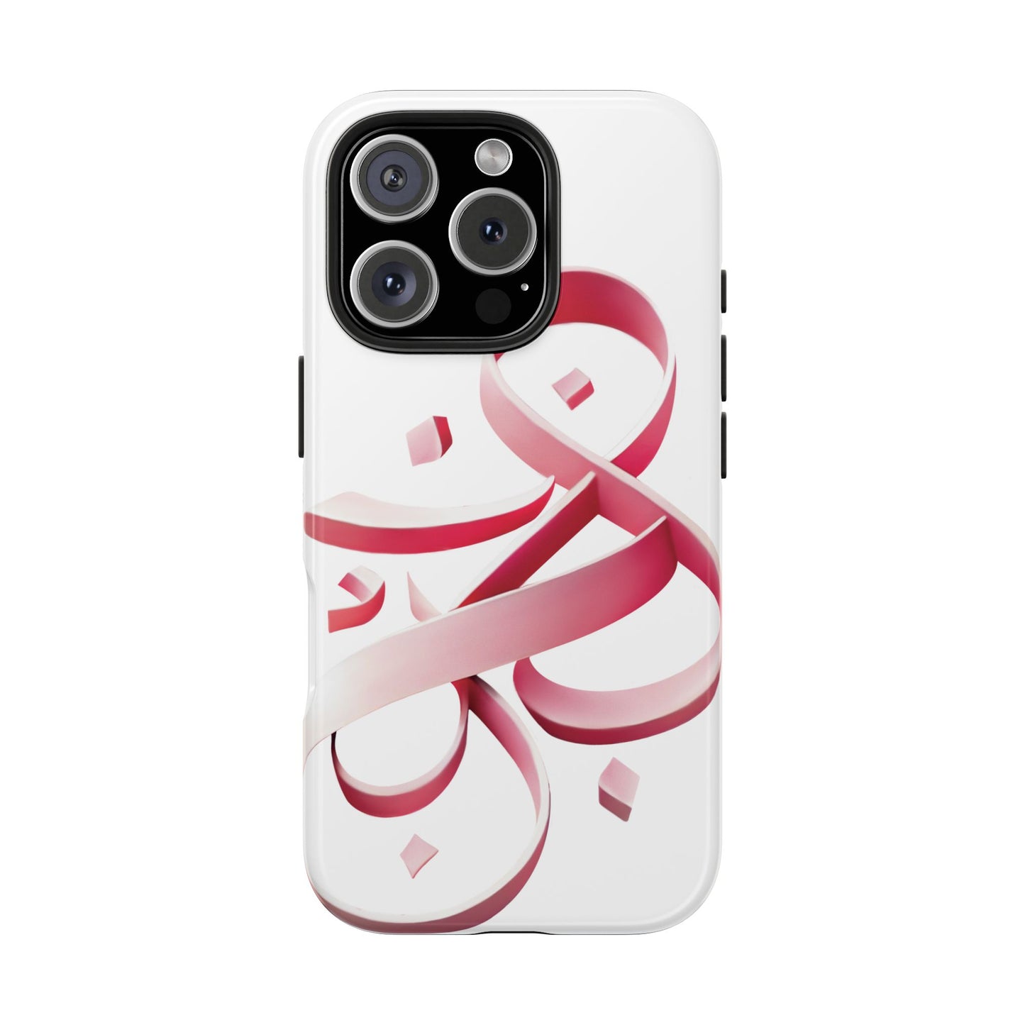 Phone Case - Persian Calligraphy Inspired Pink Ribbon Design, Unique and Elegant Gift