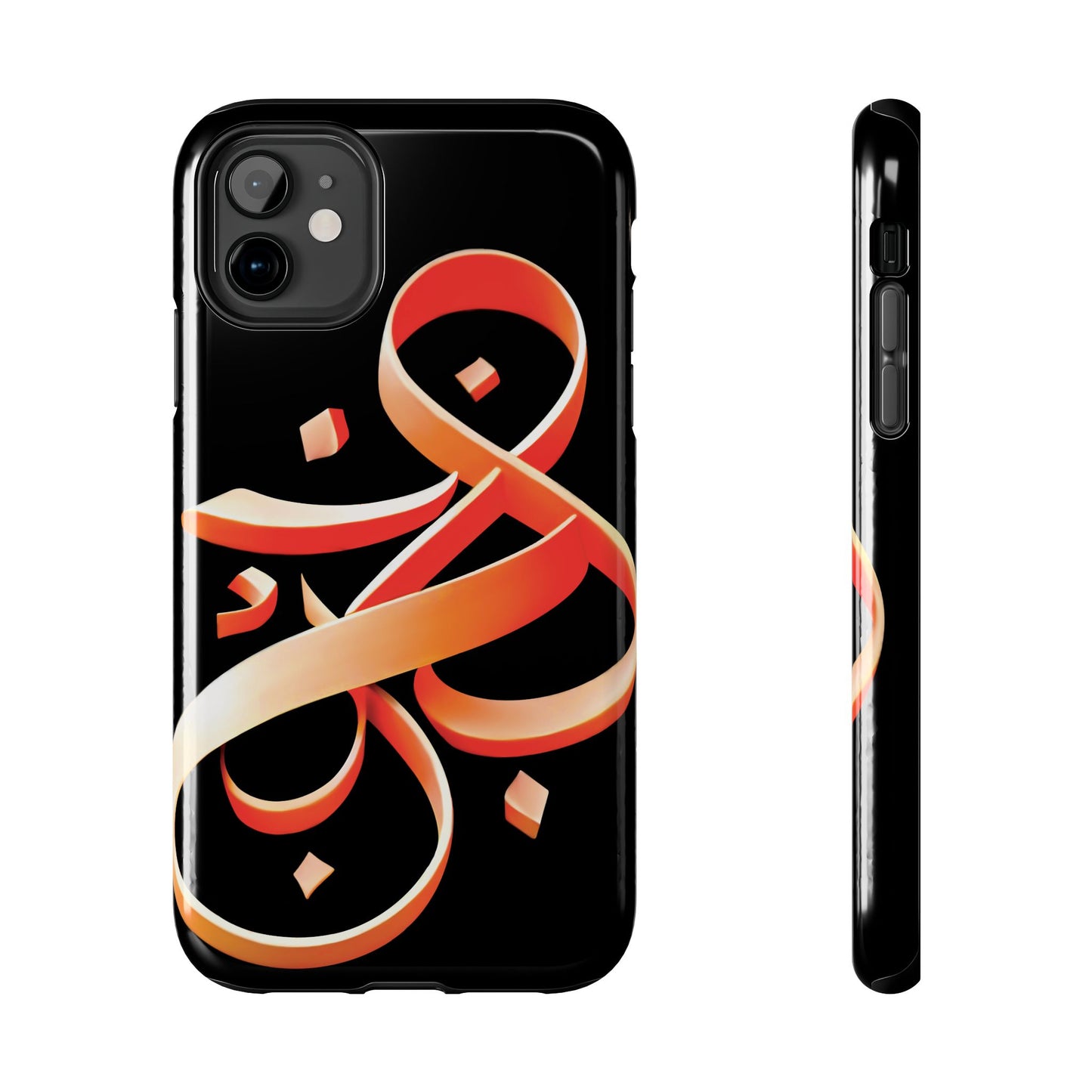 Copy of Phone Case - Persian Calligraphy Inspired Orange Ribbon Design, Unique and Elegant Gift