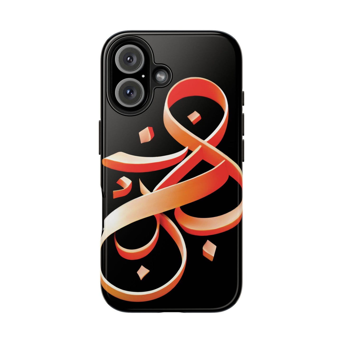 Copy of Phone Case - Persian Calligraphy Inspired Orange Ribbon Design, Unique and Elegant Gift