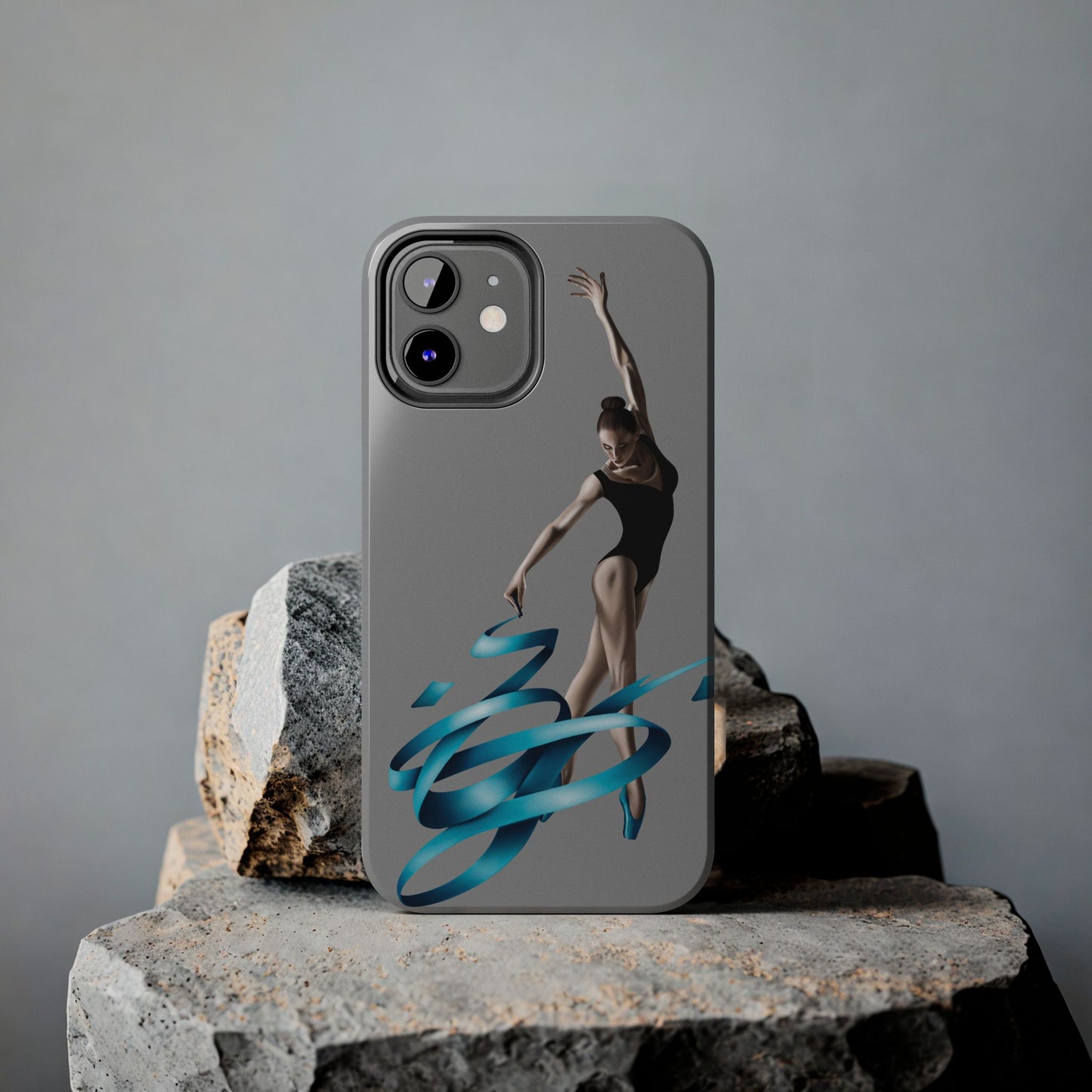 Phone Case - Ballerina with Blue Ribbon Persian Calligraphy Design in Grey