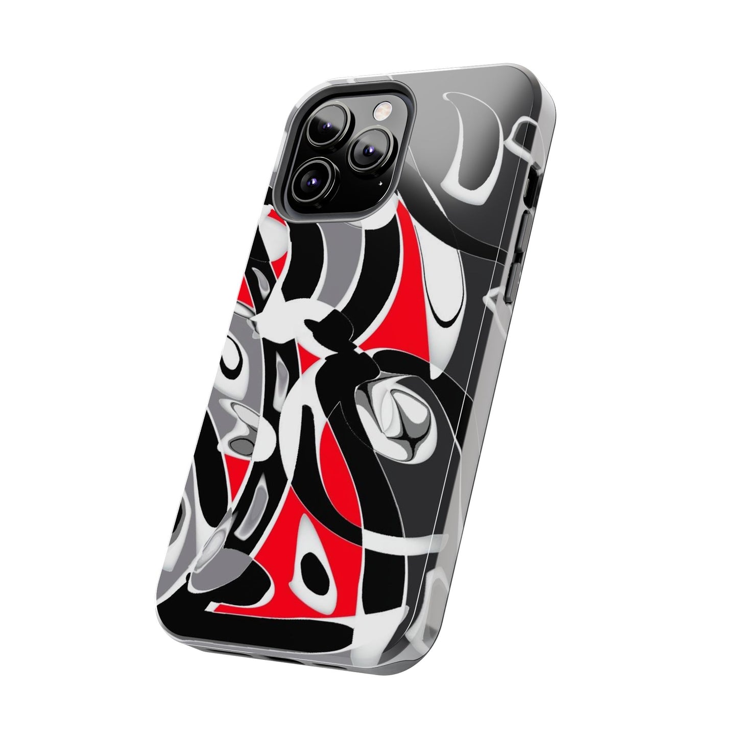 Phone Case - Calligraphy Design in Gray, White, and Red