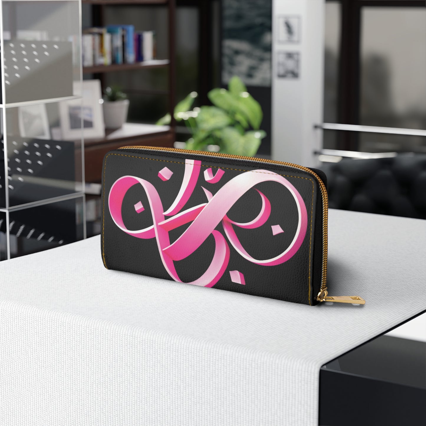 Barbie pink Persian Calligraphy inspired ribbon design-Zipper Wallet