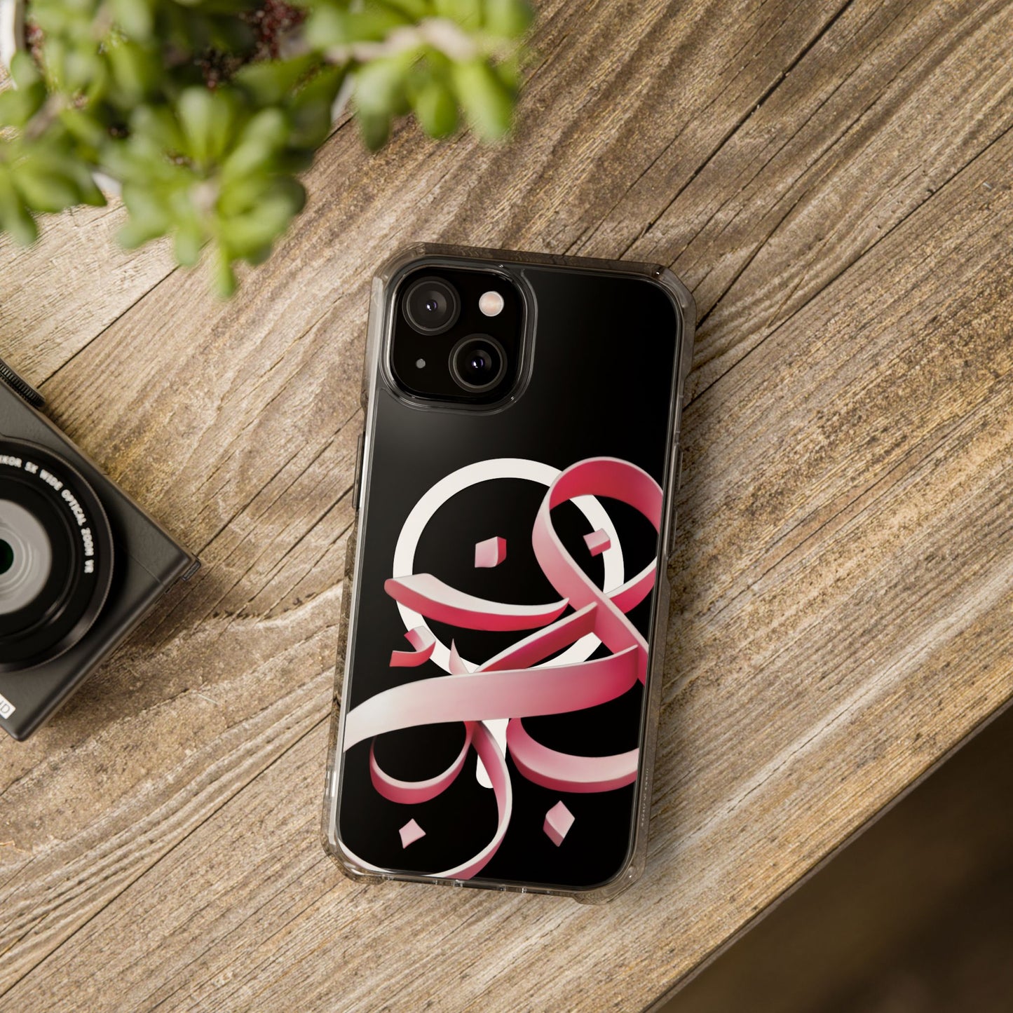 Phone Case - Pink Ribbon Persian Calligraphy Design - Magnetic Case