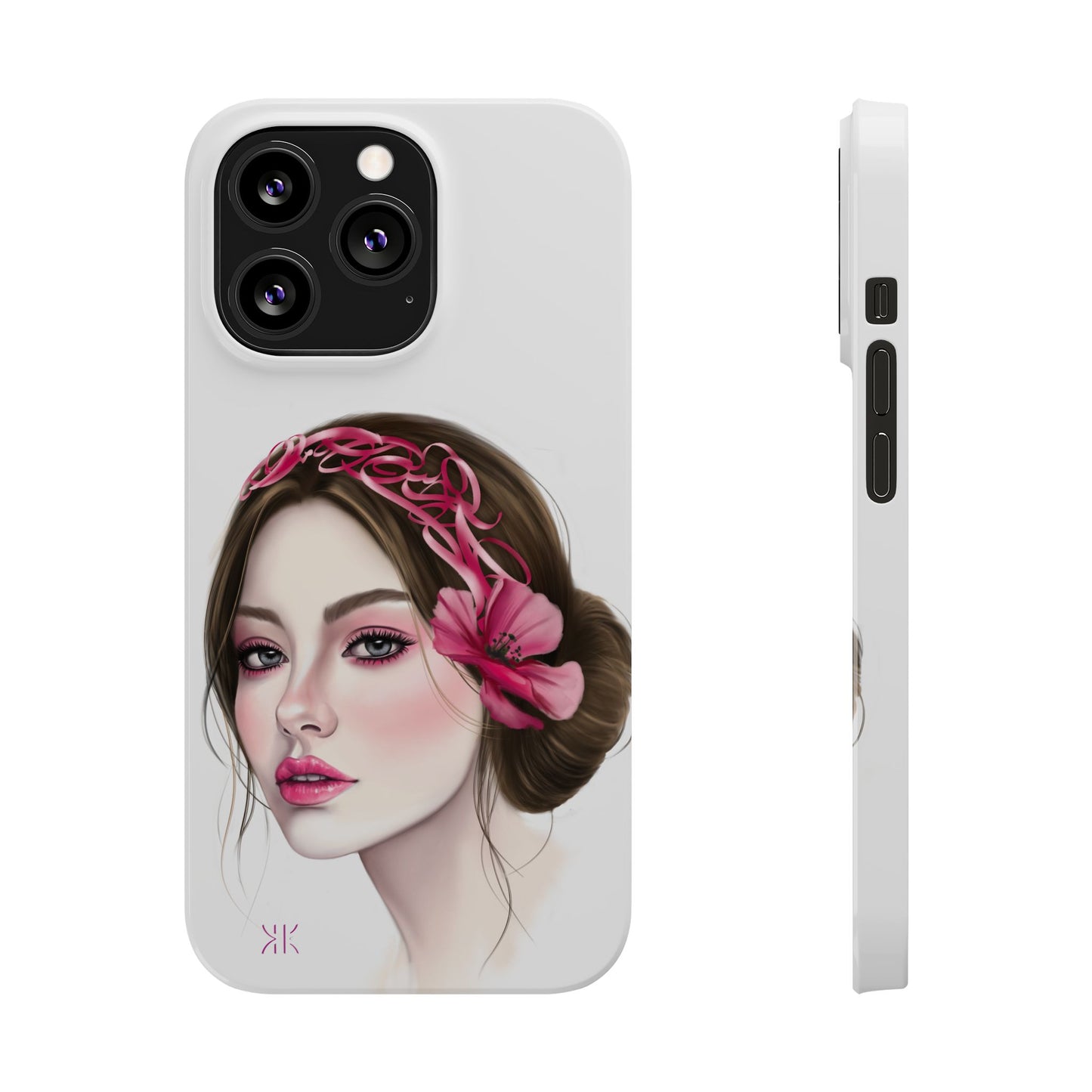 Phone Case - Beautiful Girl Headband Calligraphy Pink