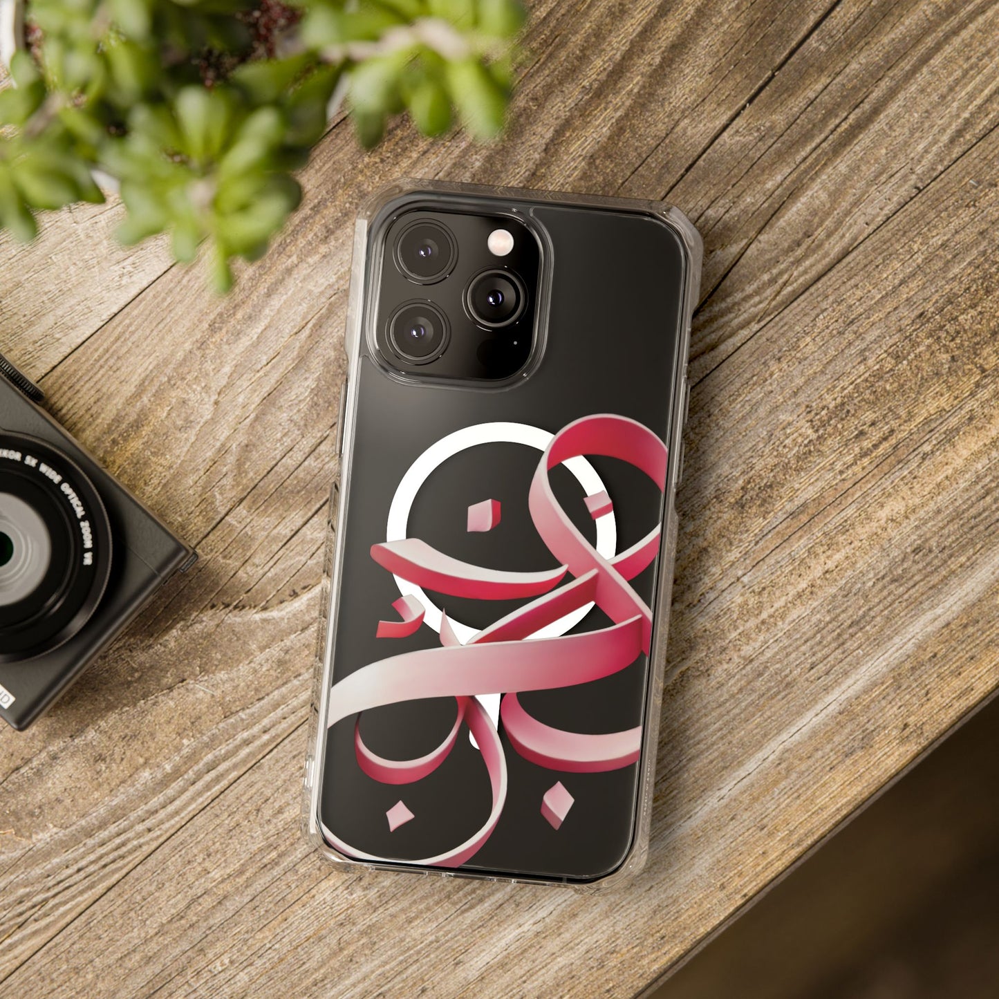 Phone Case - Pink Ribbon Persian Calligraphy Design - Magnetic Case