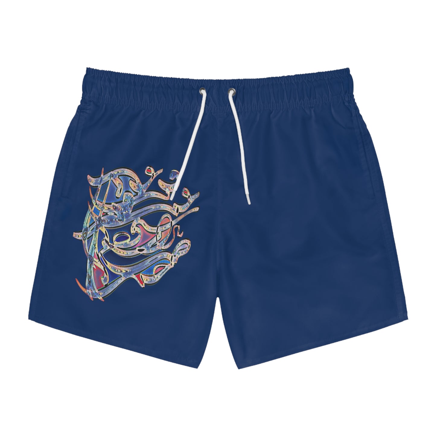 Artistic Swim Trunks - Unique Modern Calligraphy  Design for Beach Days.