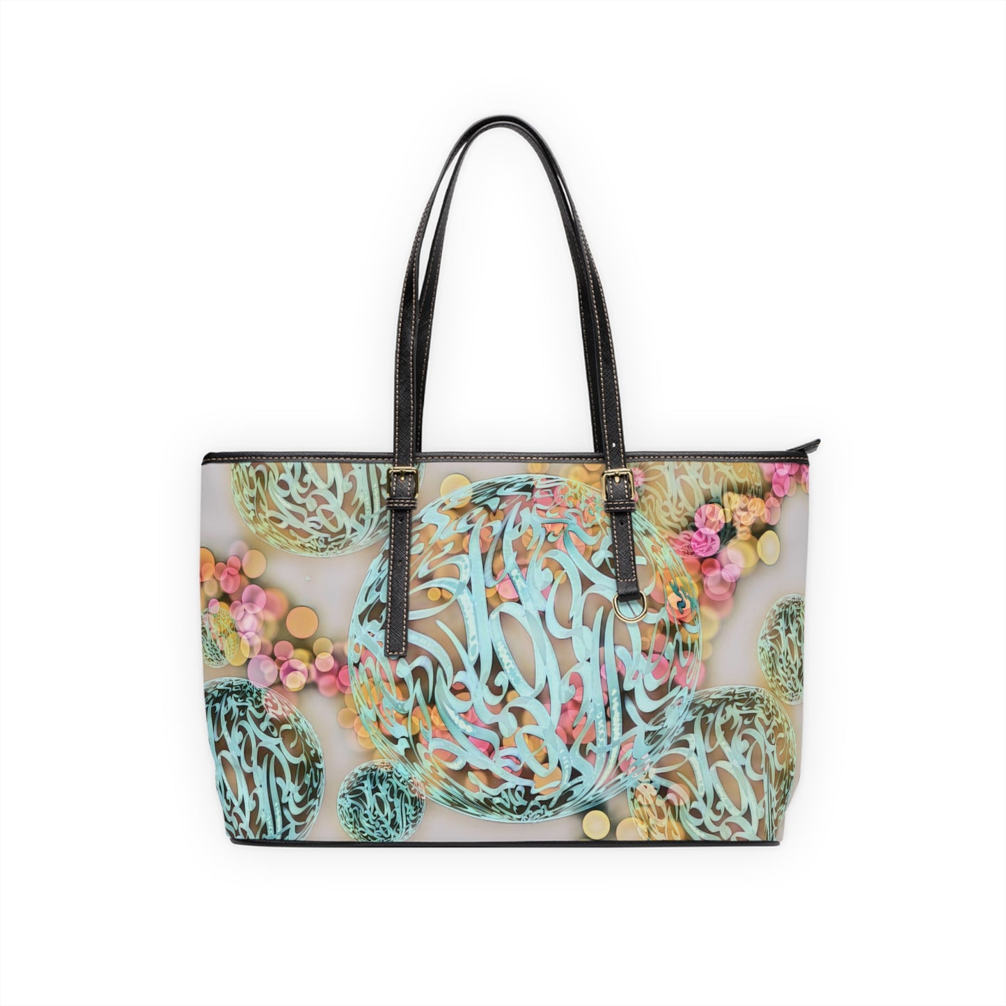Elegant PU Leather Purse with Artistic Calligraphy Design