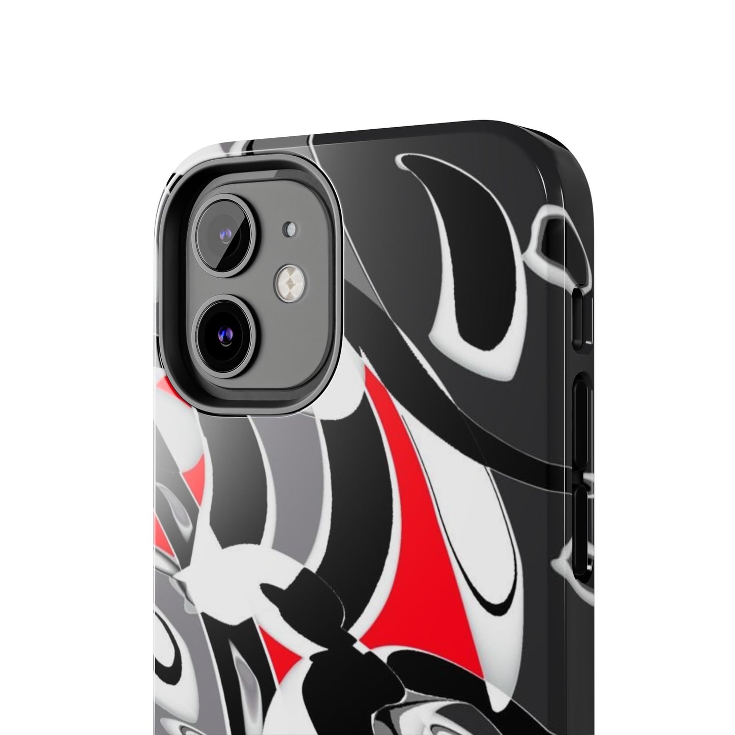 Phone Case - Calligraphy Design in Gray, White, and Red