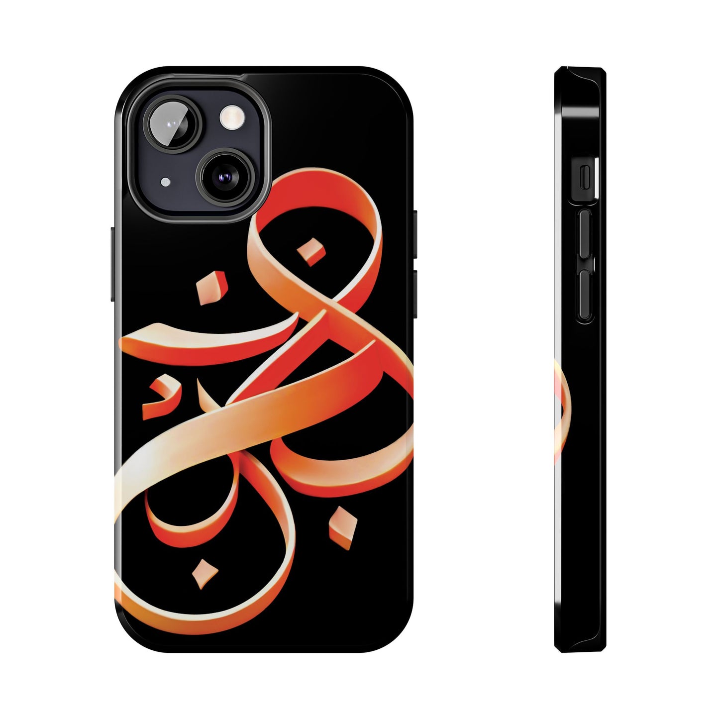 Copy of Phone Case - Persian Calligraphy Inspired Orange Ribbon Design, Unique and Elegant Gift