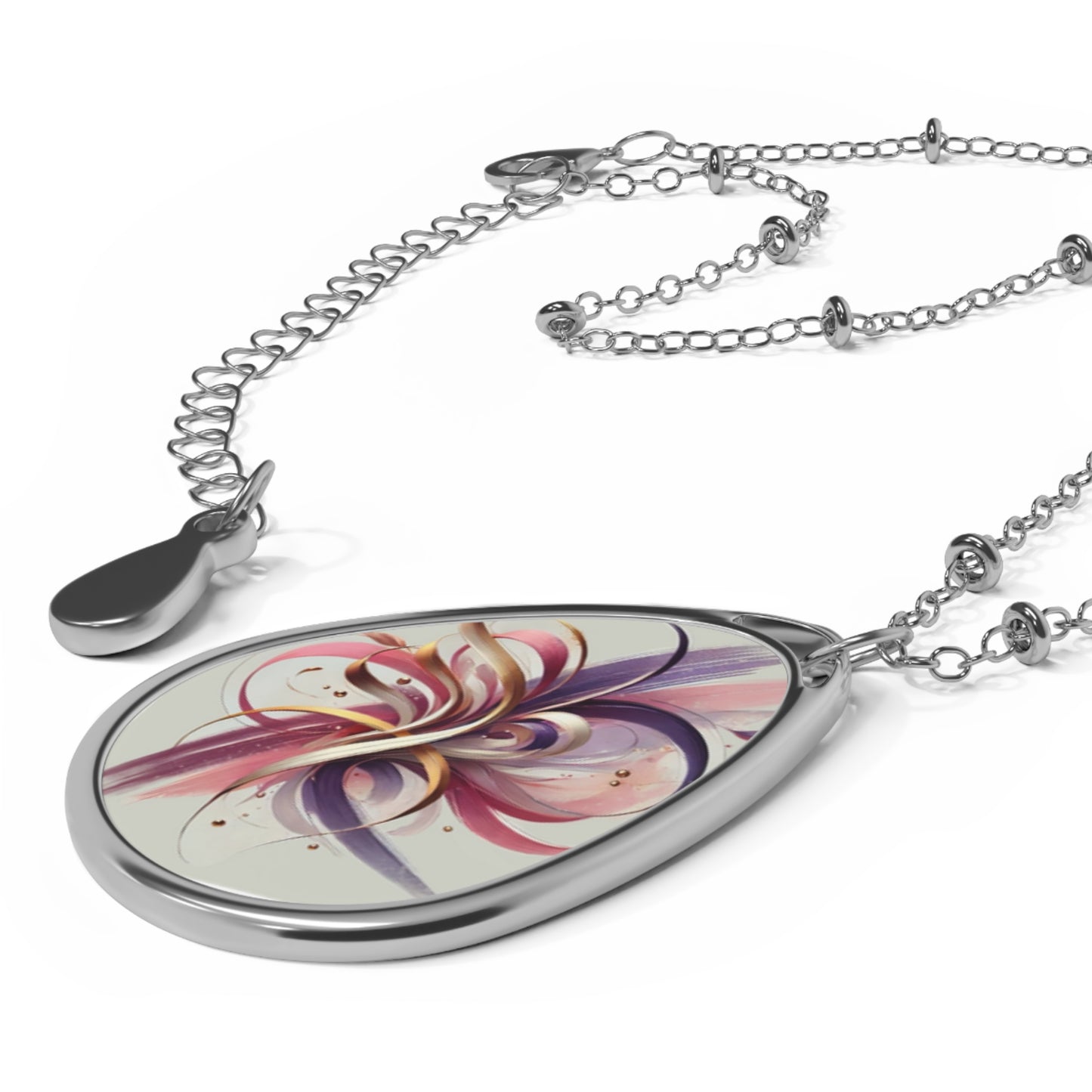 Pink Abstract Oval Necklace