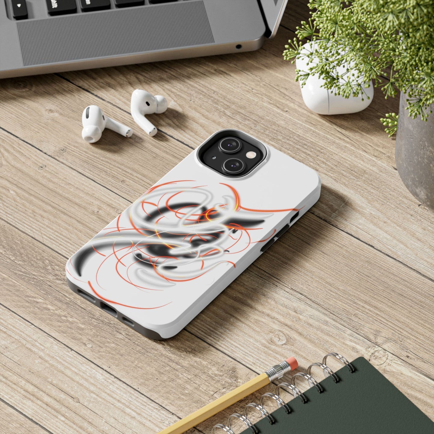 Phone Case Electric Persian Calligraphy Design in Grey