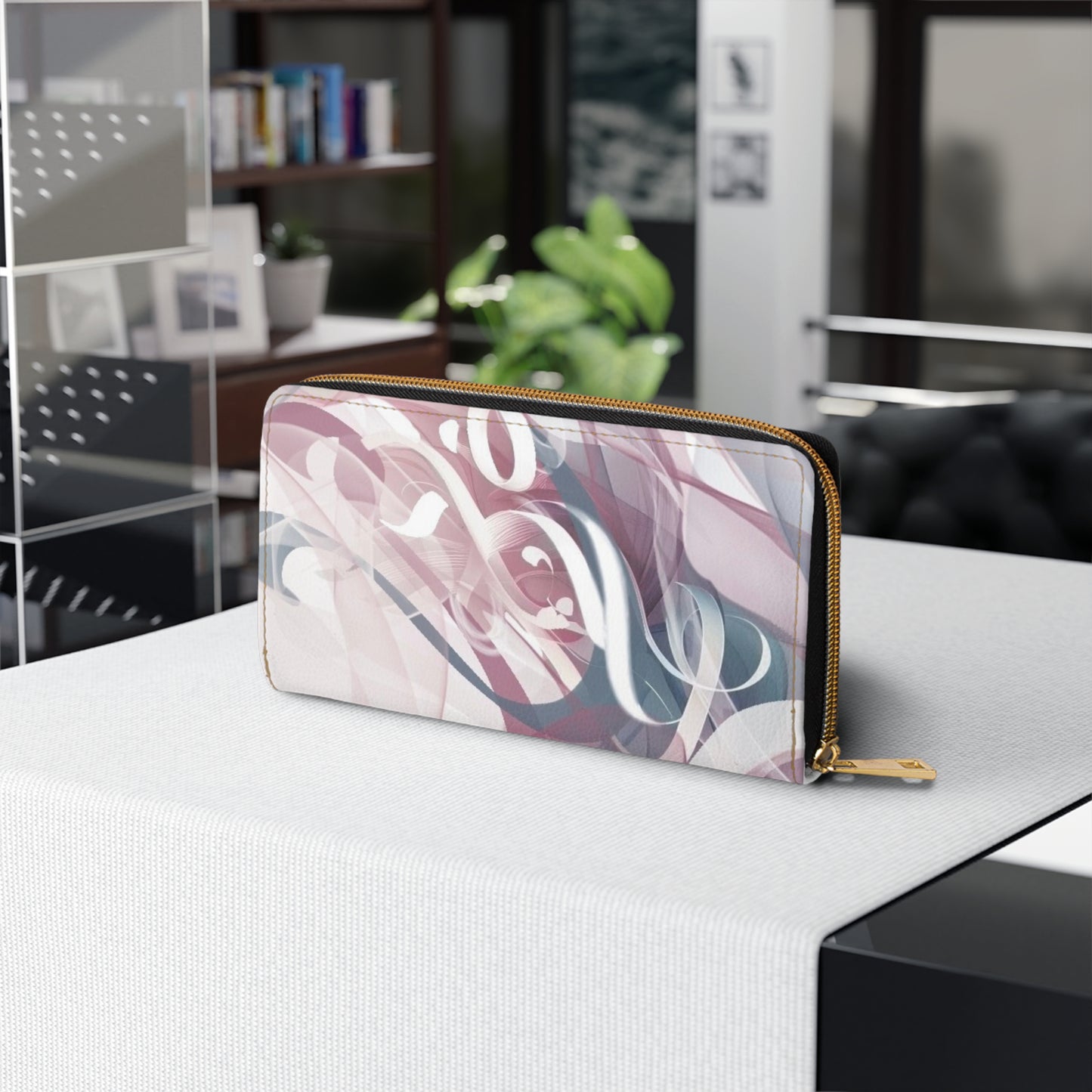 Soft Calligraphy Zipper Wallet