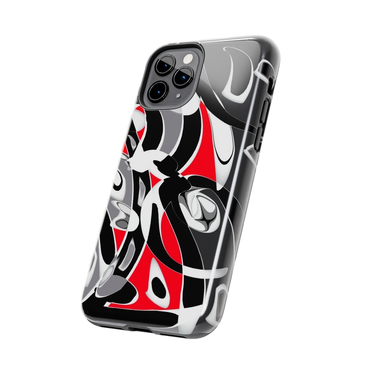 Phone Case - Calligraphy Design in Gray, White, and Red