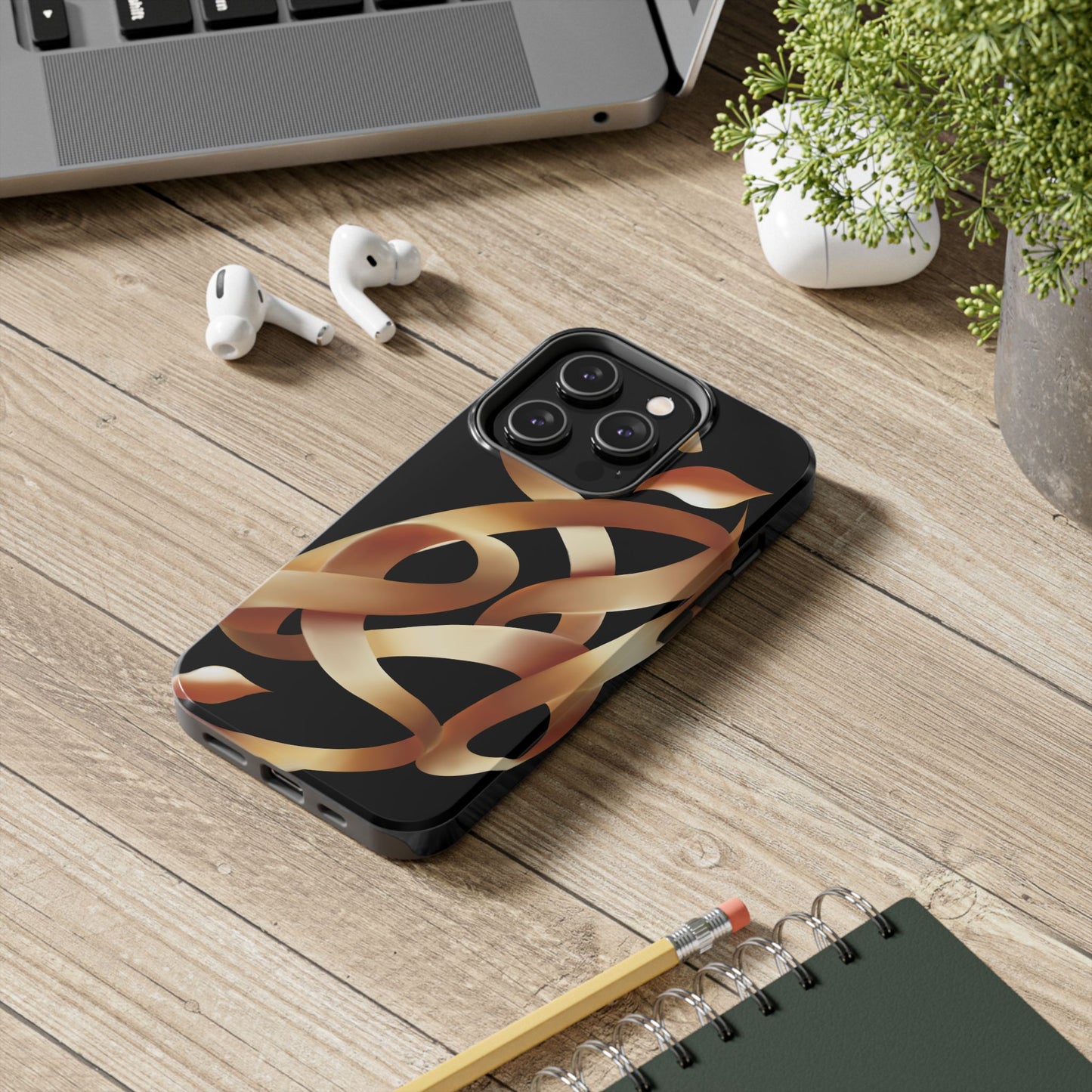 Gold Ribbon Phone Case Persian Calligraphy Modern Handwriting