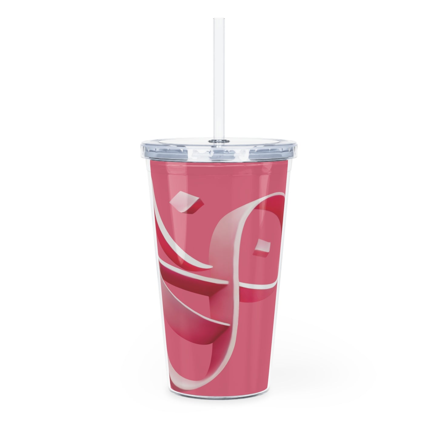 Pink Ribbon Plastic Tumbler with Straw