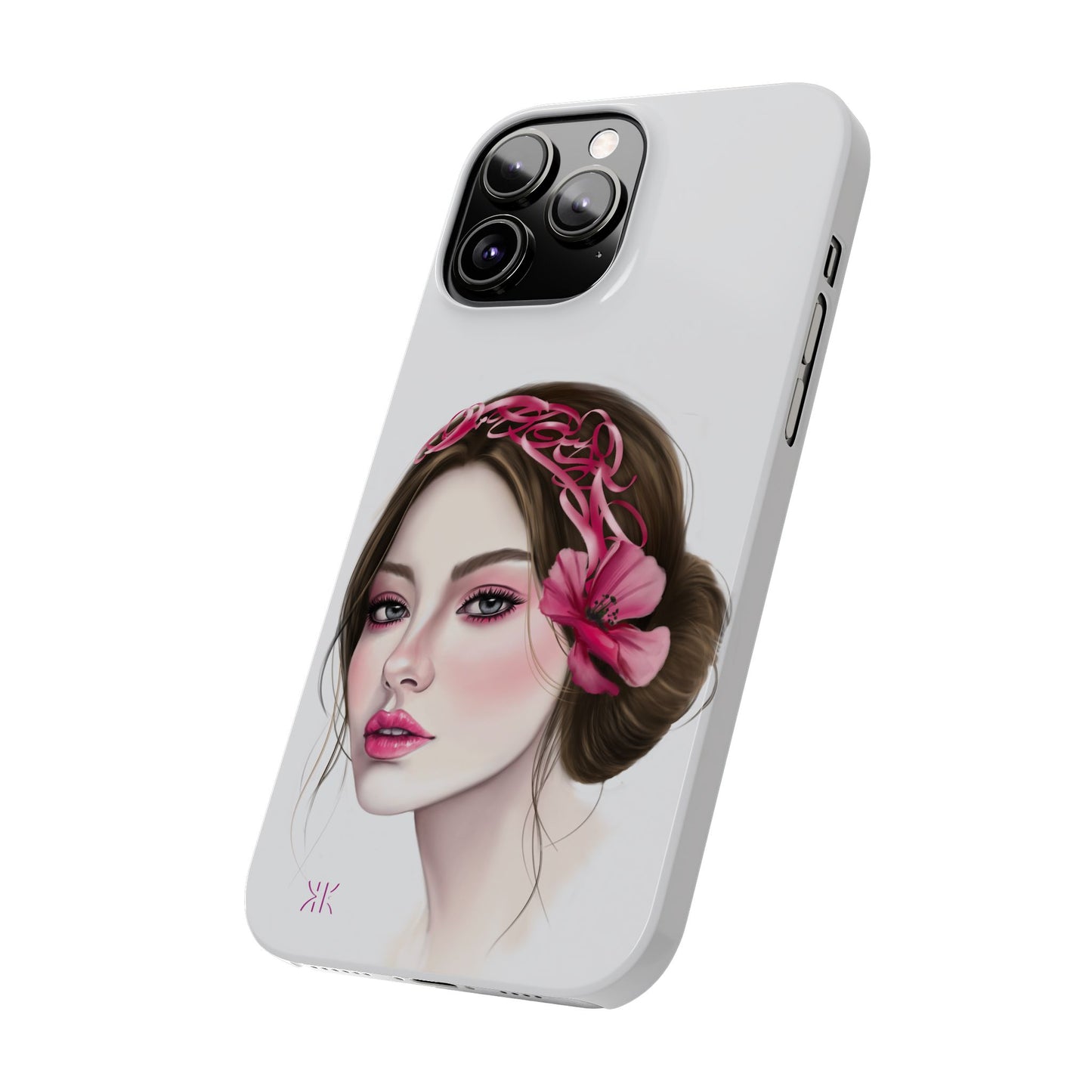 Phone Case - Beautiful Girl Headband Calligraphy Pink