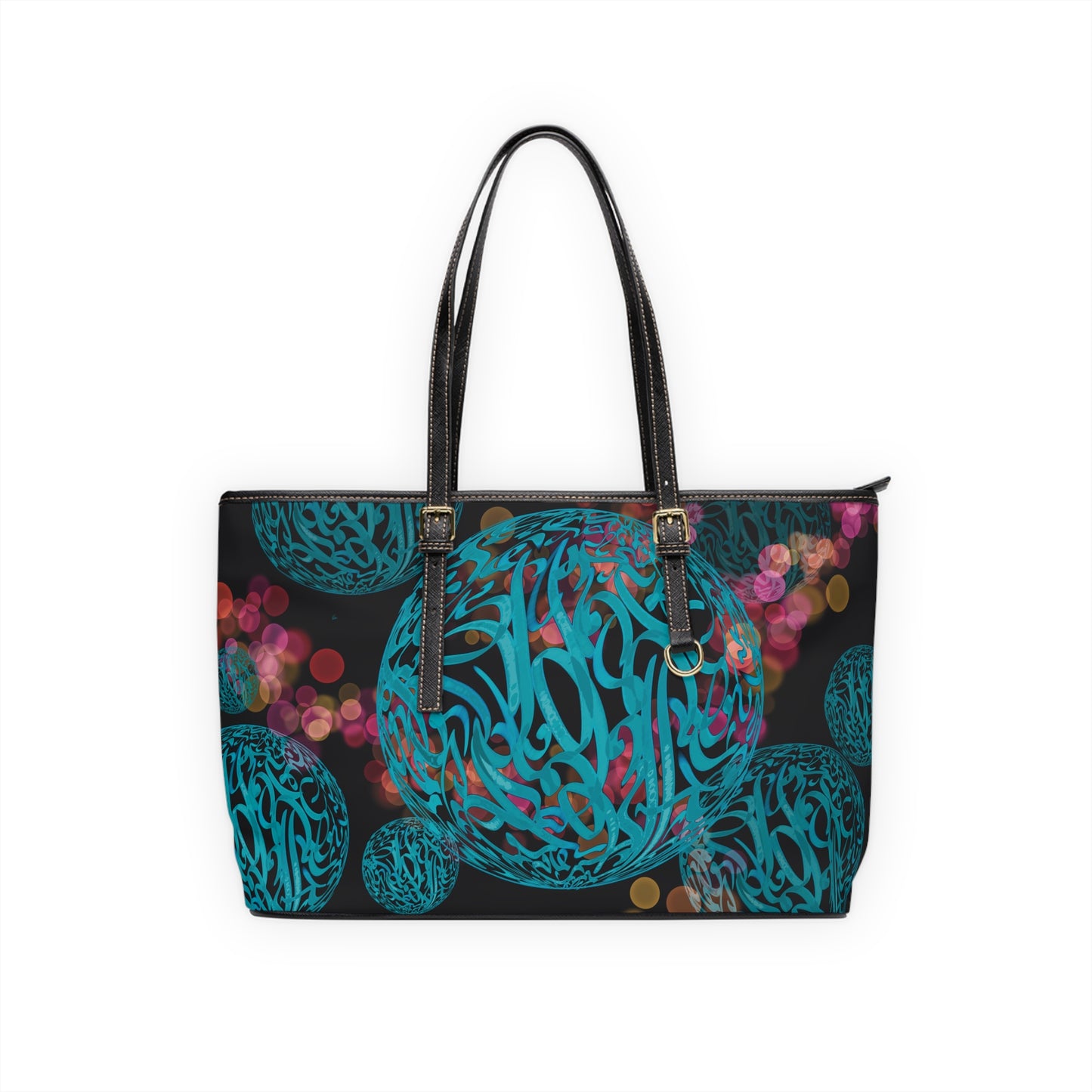 Elegant P U Leather Purse with Artistic Persian Calligraphy Design