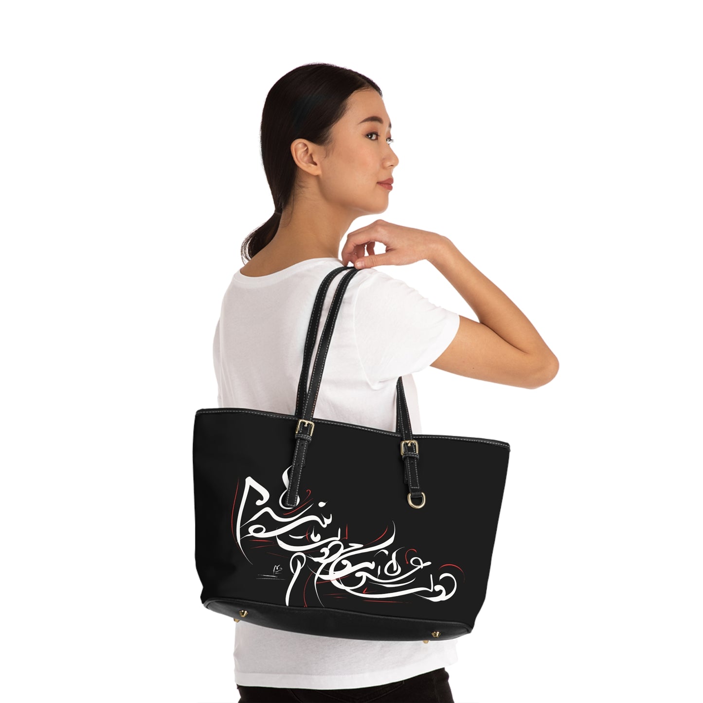 Elegant PU Leather Purse with Artistic Calligraphy Design