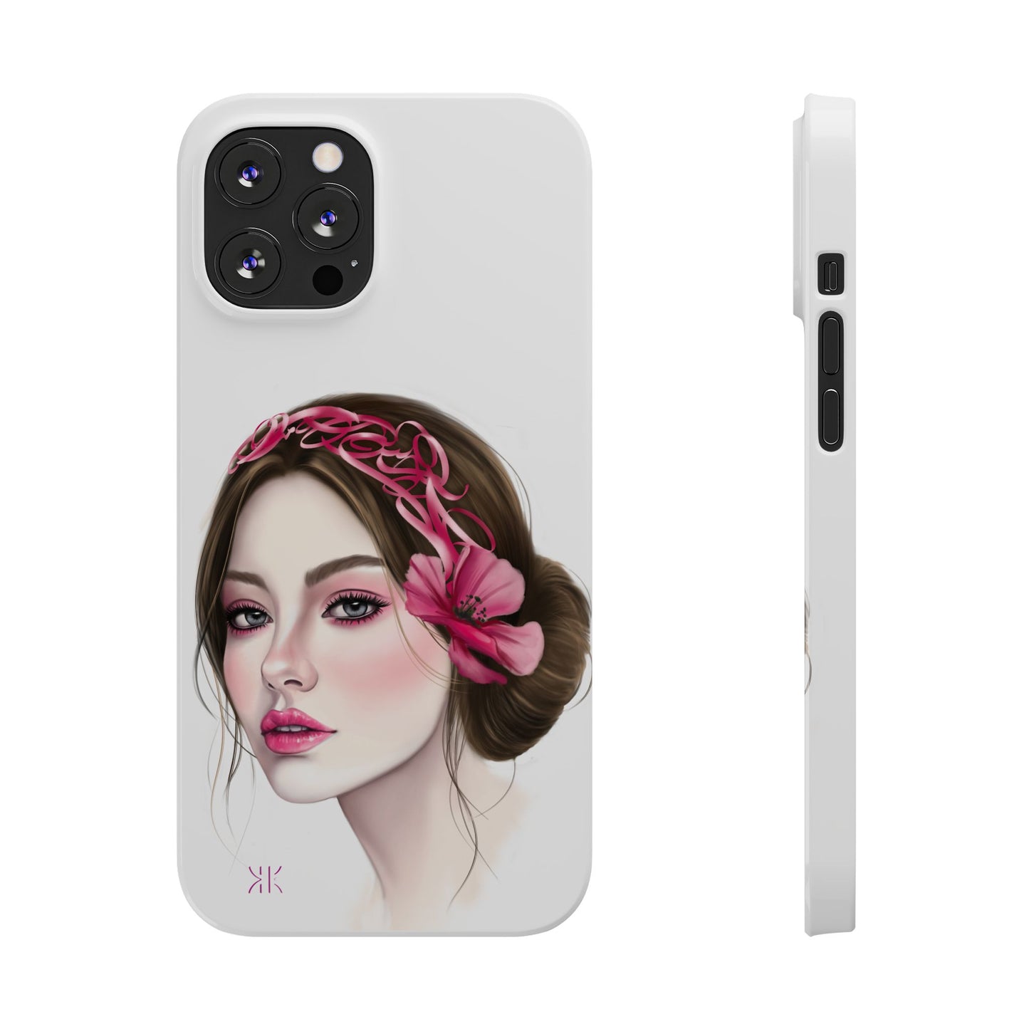 Phone Case - Beautiful Girl Headband Calligraphy Pink