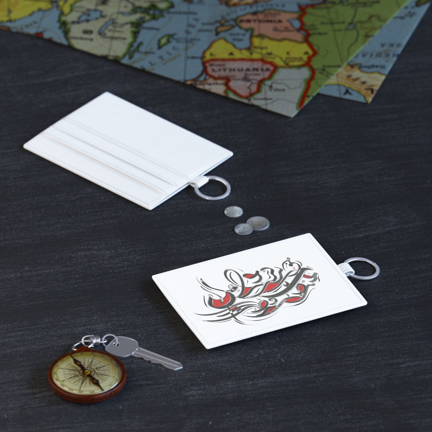Modern Calligraphy Saffiano Leather Card Holder