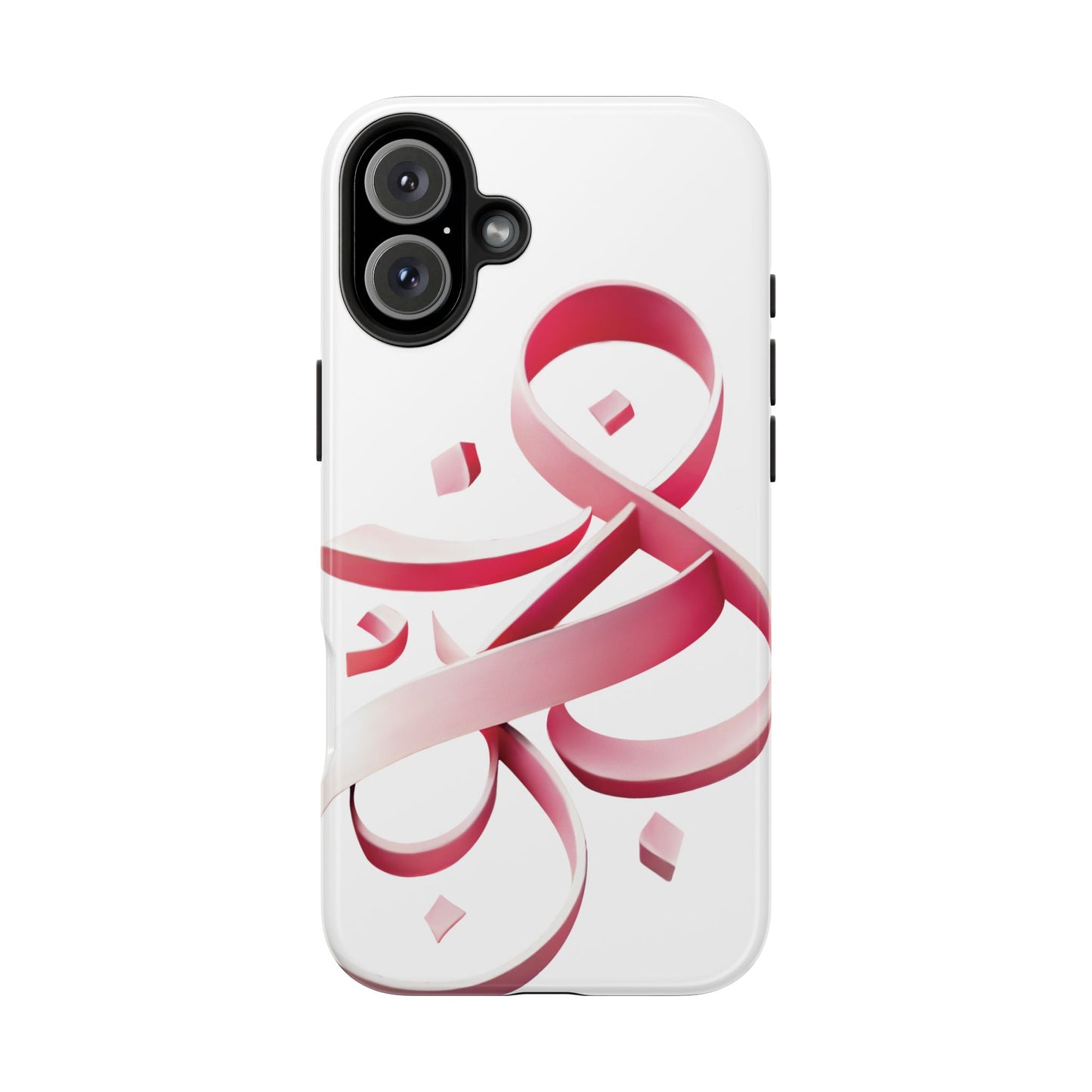 Phone Case - Persian Calligraphy Inspired Pink Ribbon Design, Unique and Elegant Gift