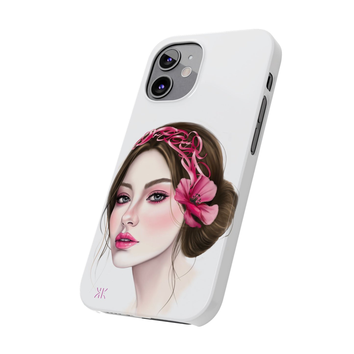 Phone Case - Beautiful Girl Headband Calligraphy Pink