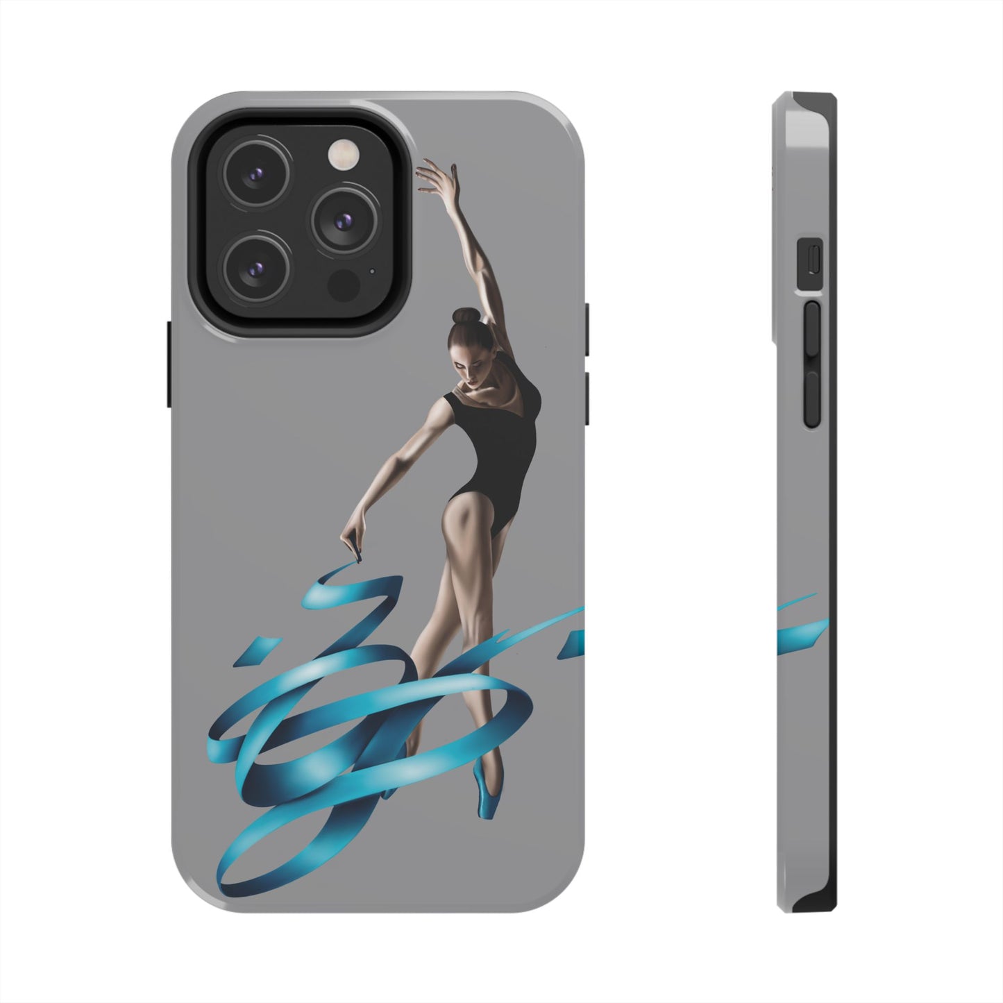 Phone Case - Ballerina with Blue Ribbon Persian Calligraphy Design in Grey