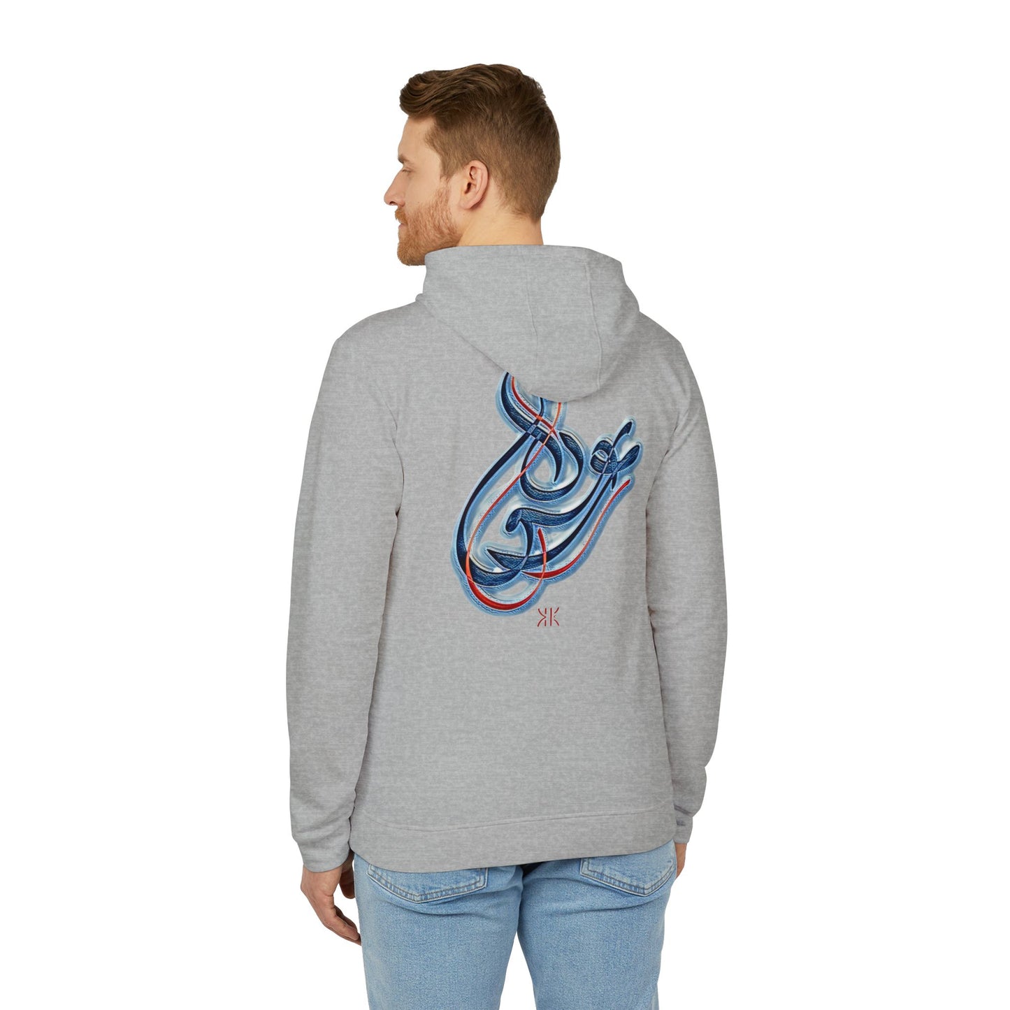 Kalli K X Adidas Unisex Fleece Hoodie-Modern Calligraphy LOVE