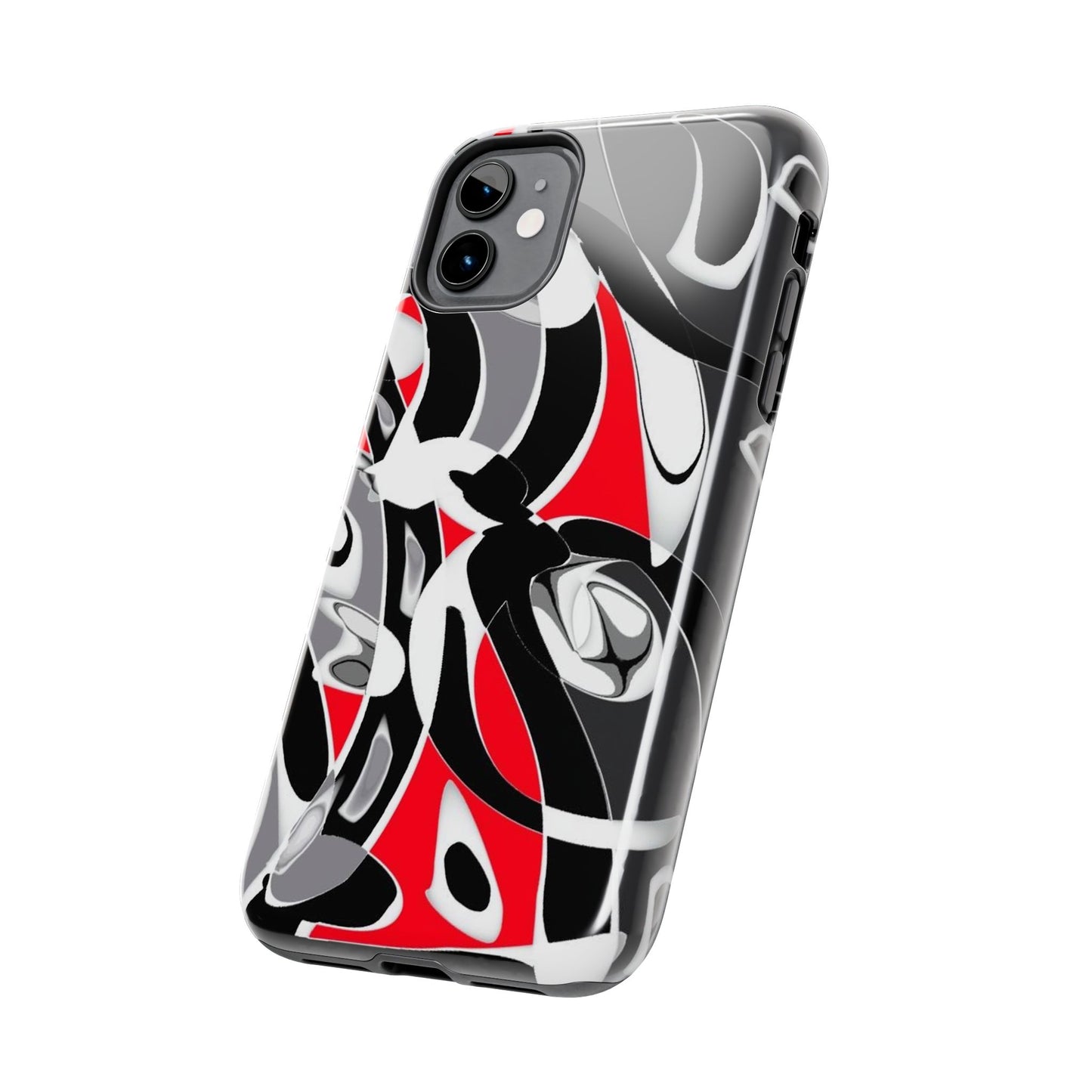 Phone Case - Calligraphy Design in Gray, White, and Red