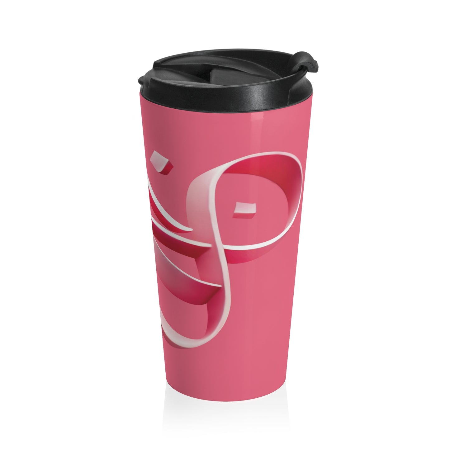 Pink Ribbon Calligraphy Stainless Steel Travel Mug