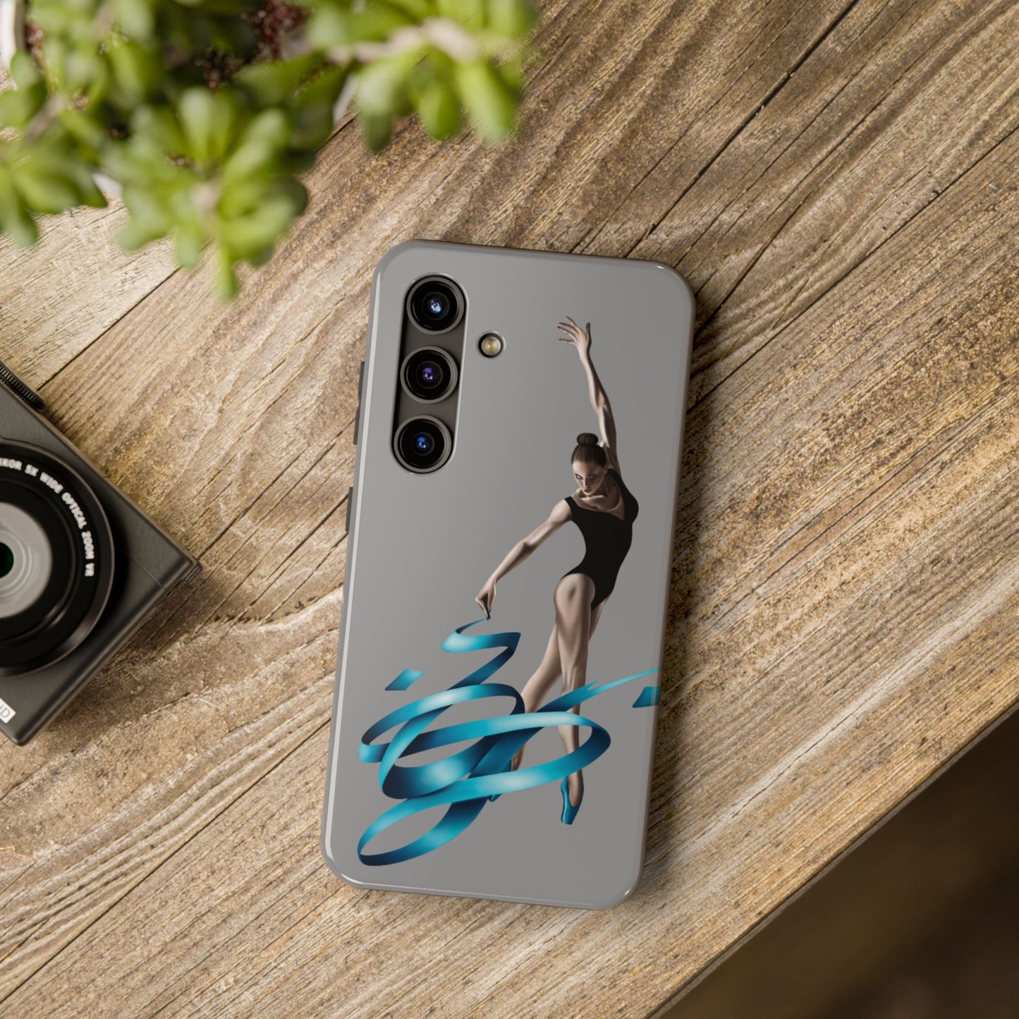 Phone Case - Ballerina with Blue Ribbon Persian Calligraphy Design in Grey