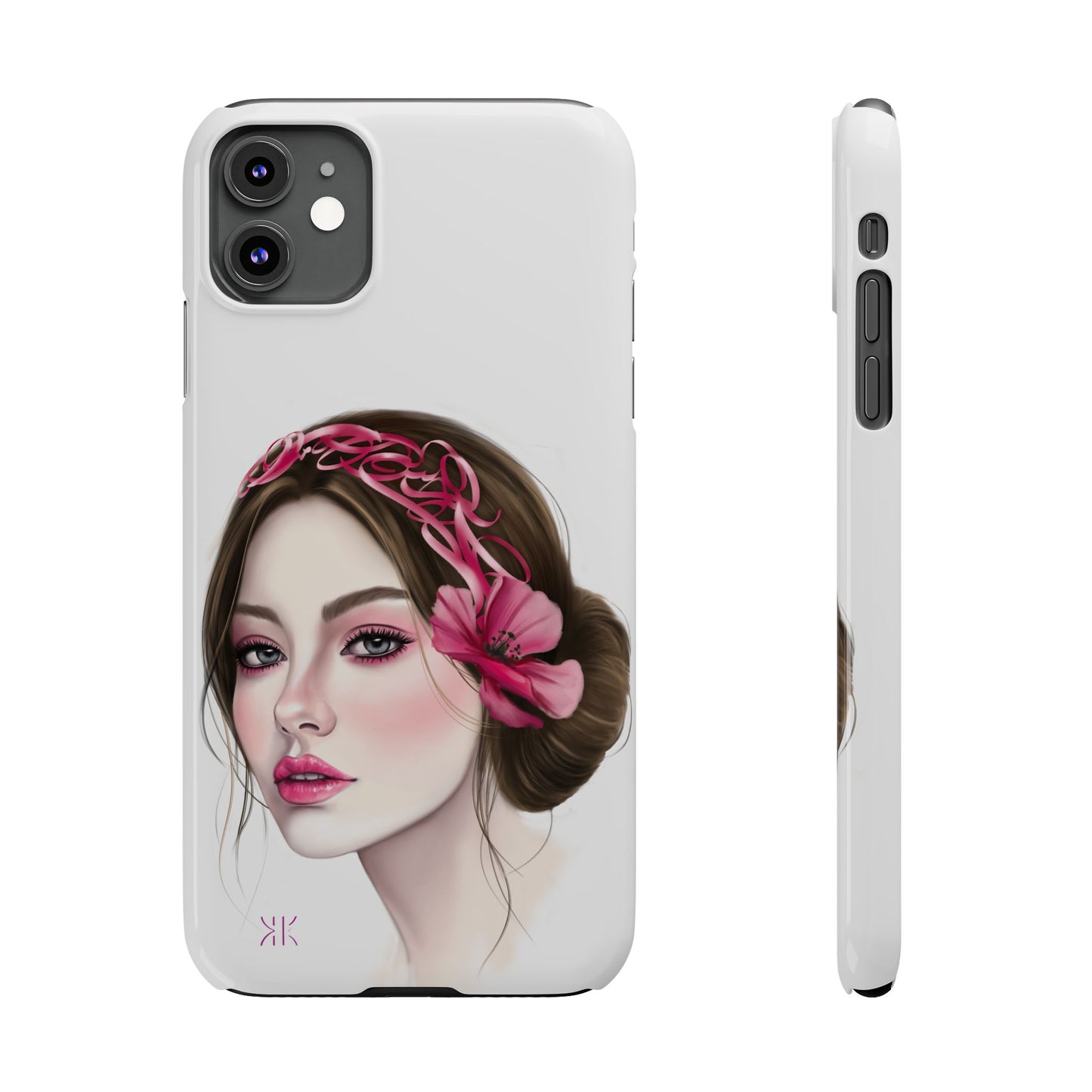 Phone Case - Beautiful Girl Headband Calligraphy Pink