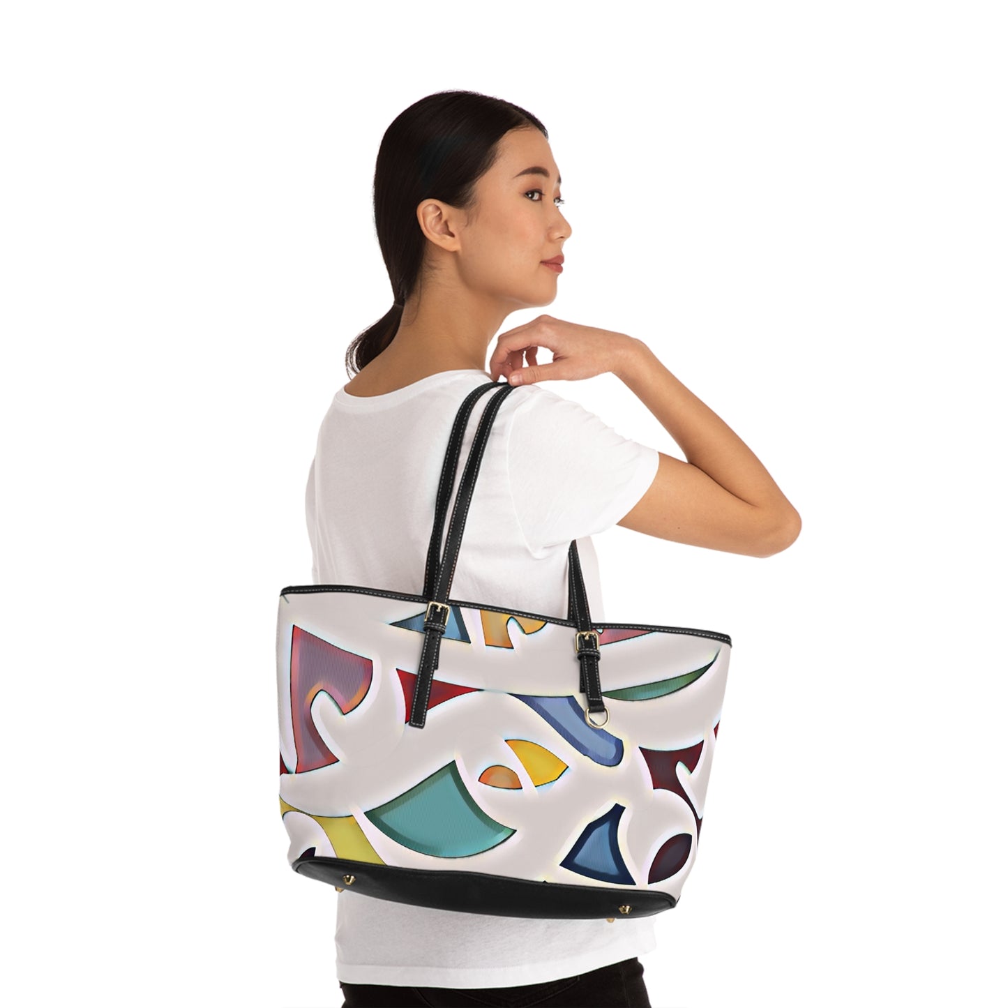 Elegant PU Leather Purse with Artistic Calligraphy Design