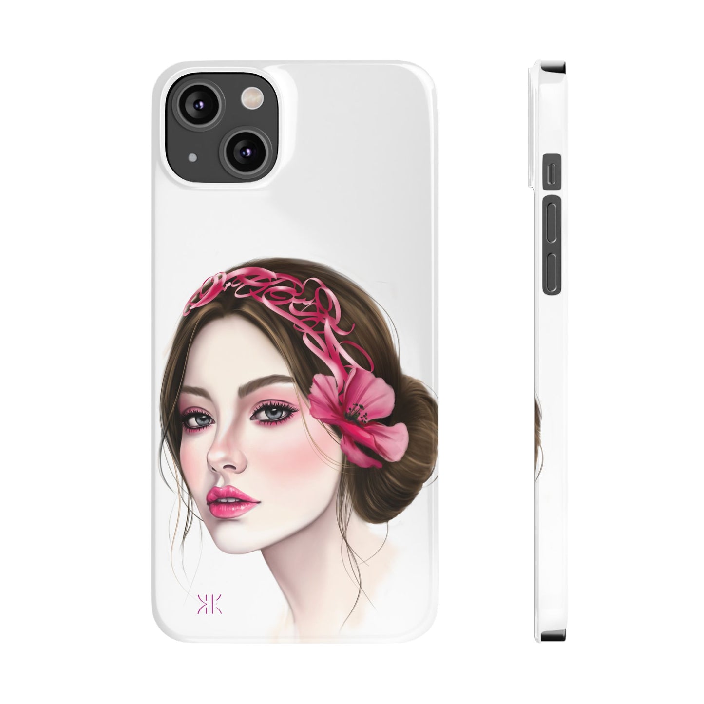 Phone Case - Beautiful Girl Headband Calligraphy Pink