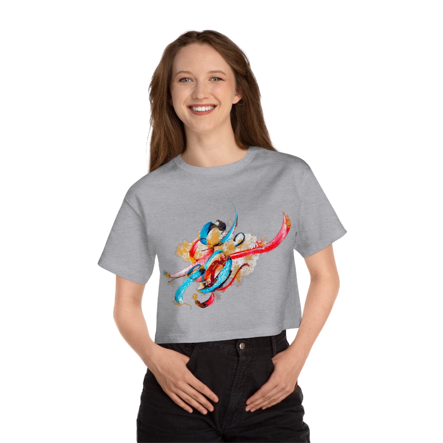 Kalli K X Champion Women's Cropped T-Shirt with Artistic Design