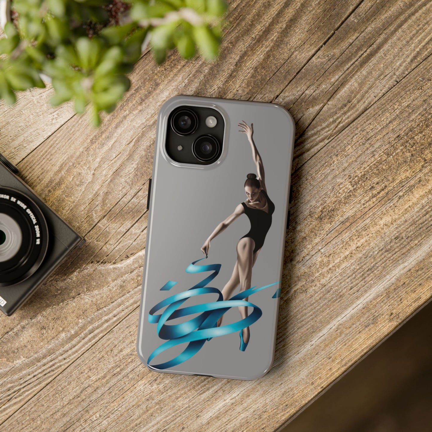 Phone Case - Ballerina with Blue Ribbon Persian Calligraphy Design in Grey