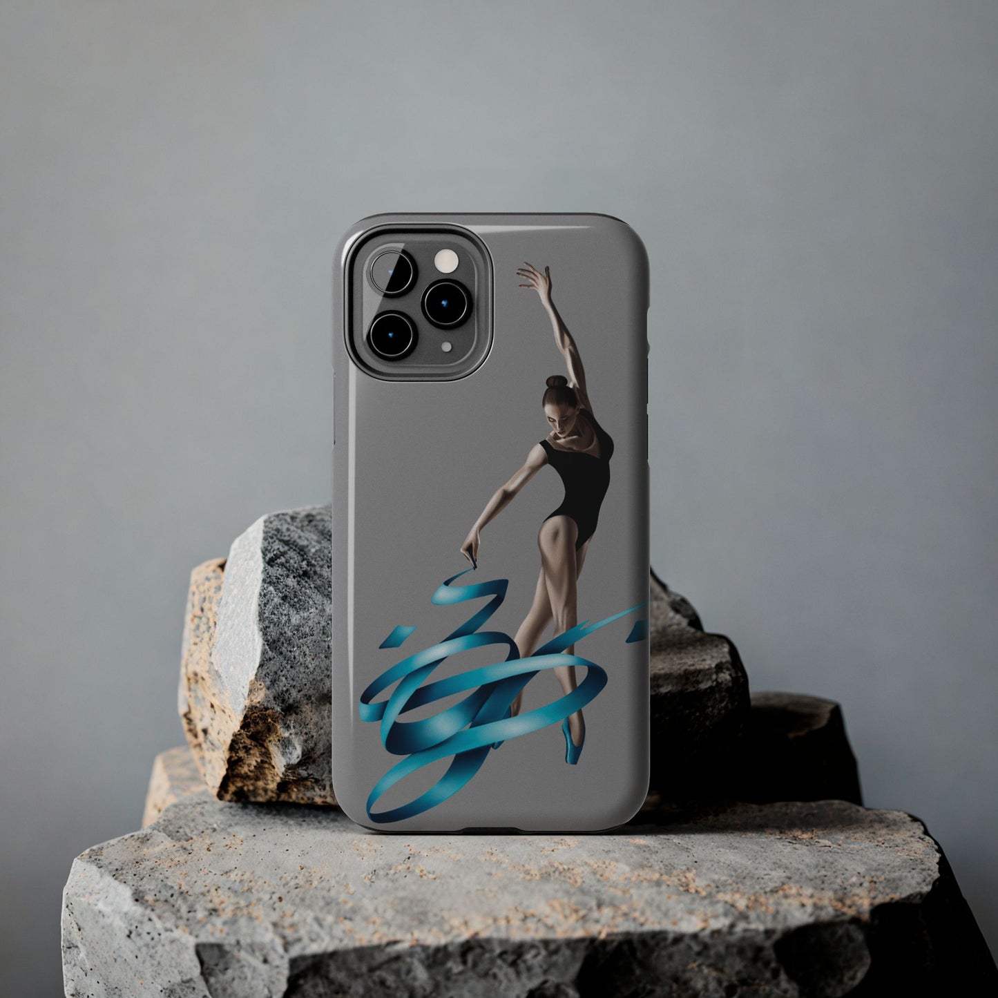 Phone Case - Ballerina with Blue Ribbon Persian Calligraphy Design in Grey