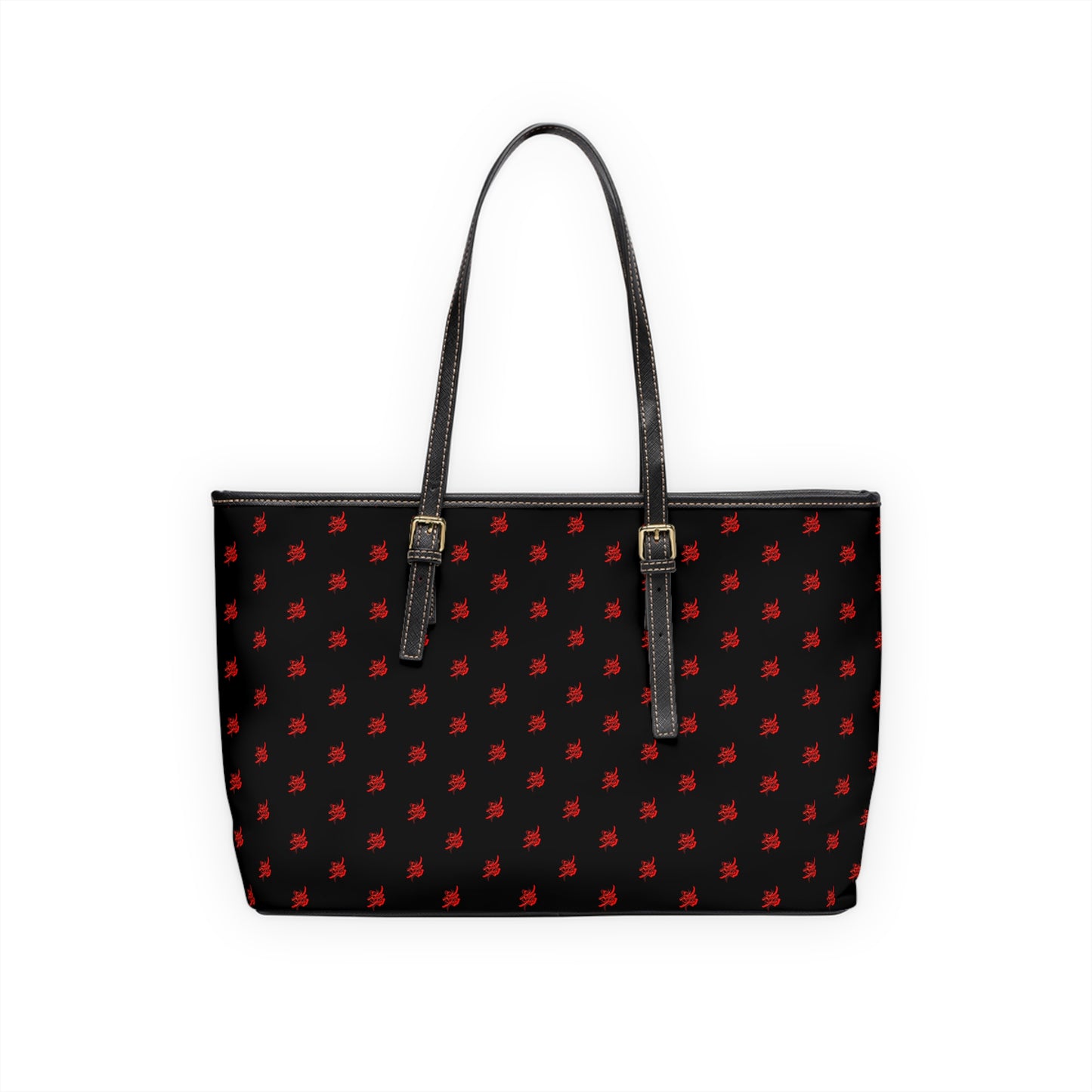 Elegant PU Leather Purse with Artistic Calligraphy Design red and black