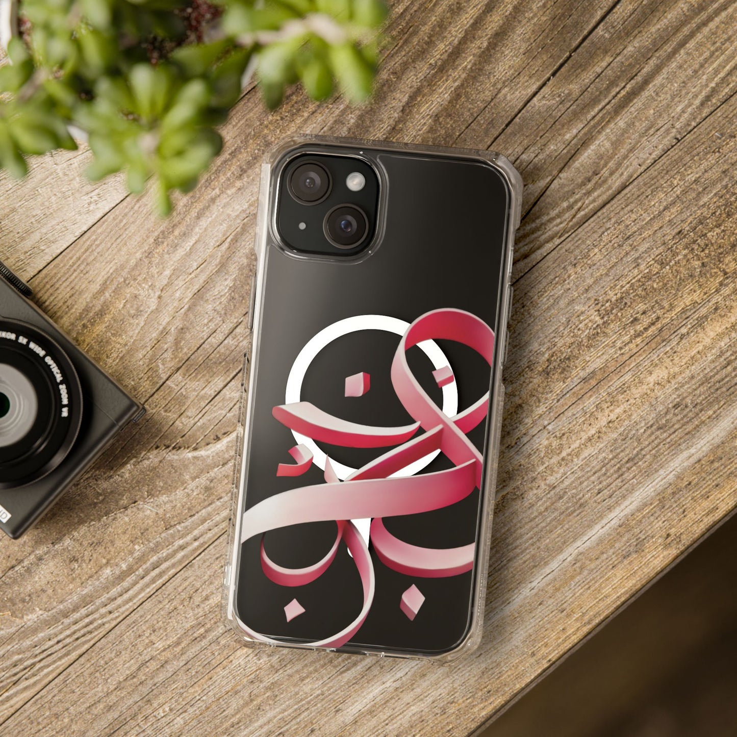 Phone Case - Pink Ribbon Persian Calligraphy Design - Magnetic Case