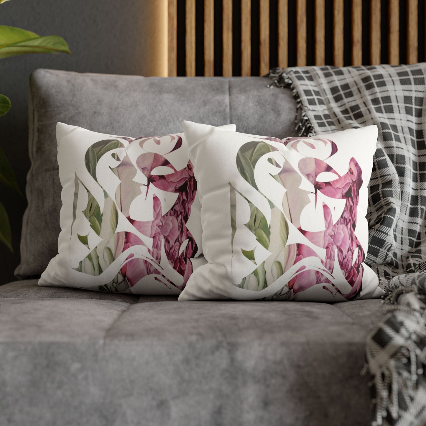 Square Pillowcase - Flora Persian Calligraphy Home Design Cushion