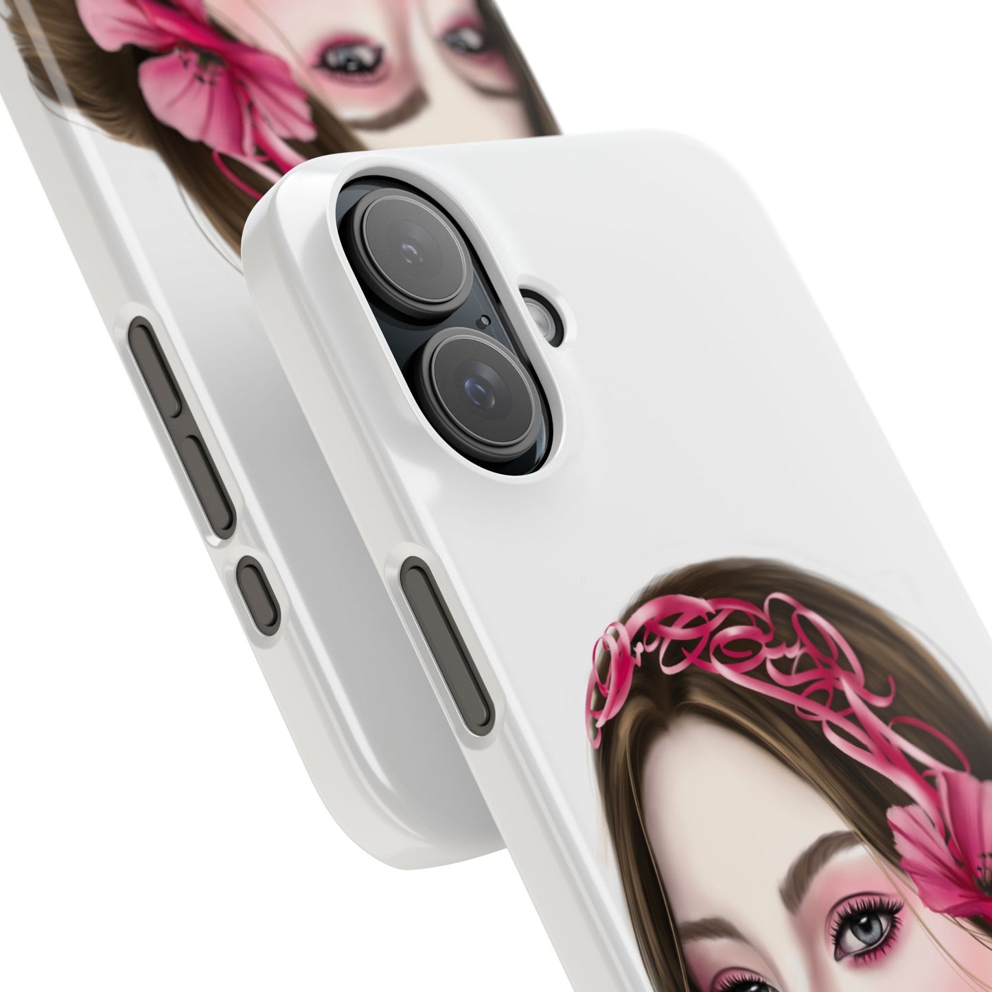 Phone Case - Beautiful Girl Headband Calligraphy Pink