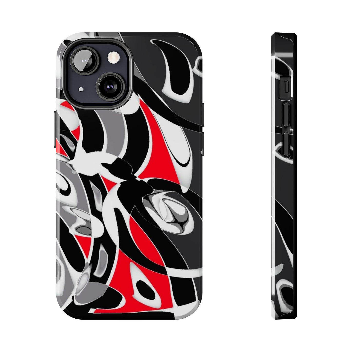 Phone Case - Calligraphy Design in Gray, White, and Red