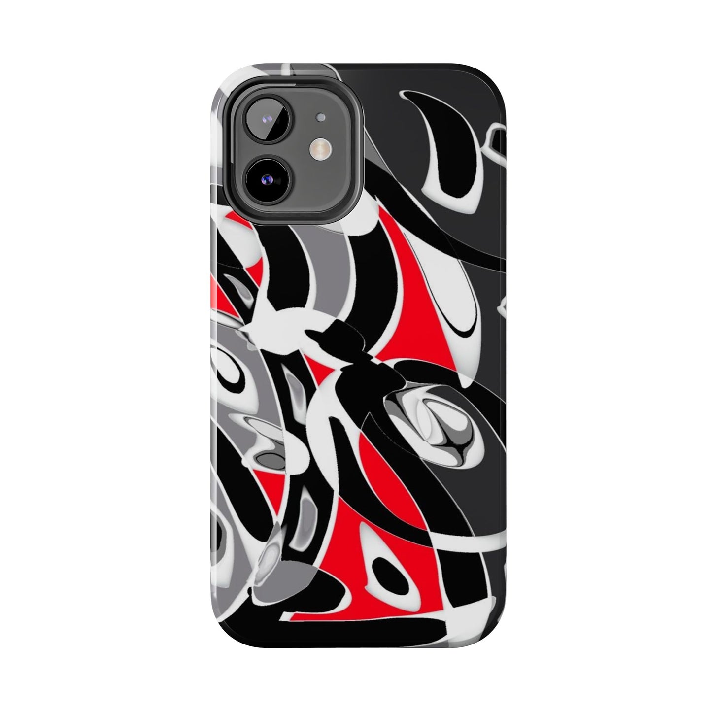 Phone Case - Calligraphy Design in Gray, White, and Red