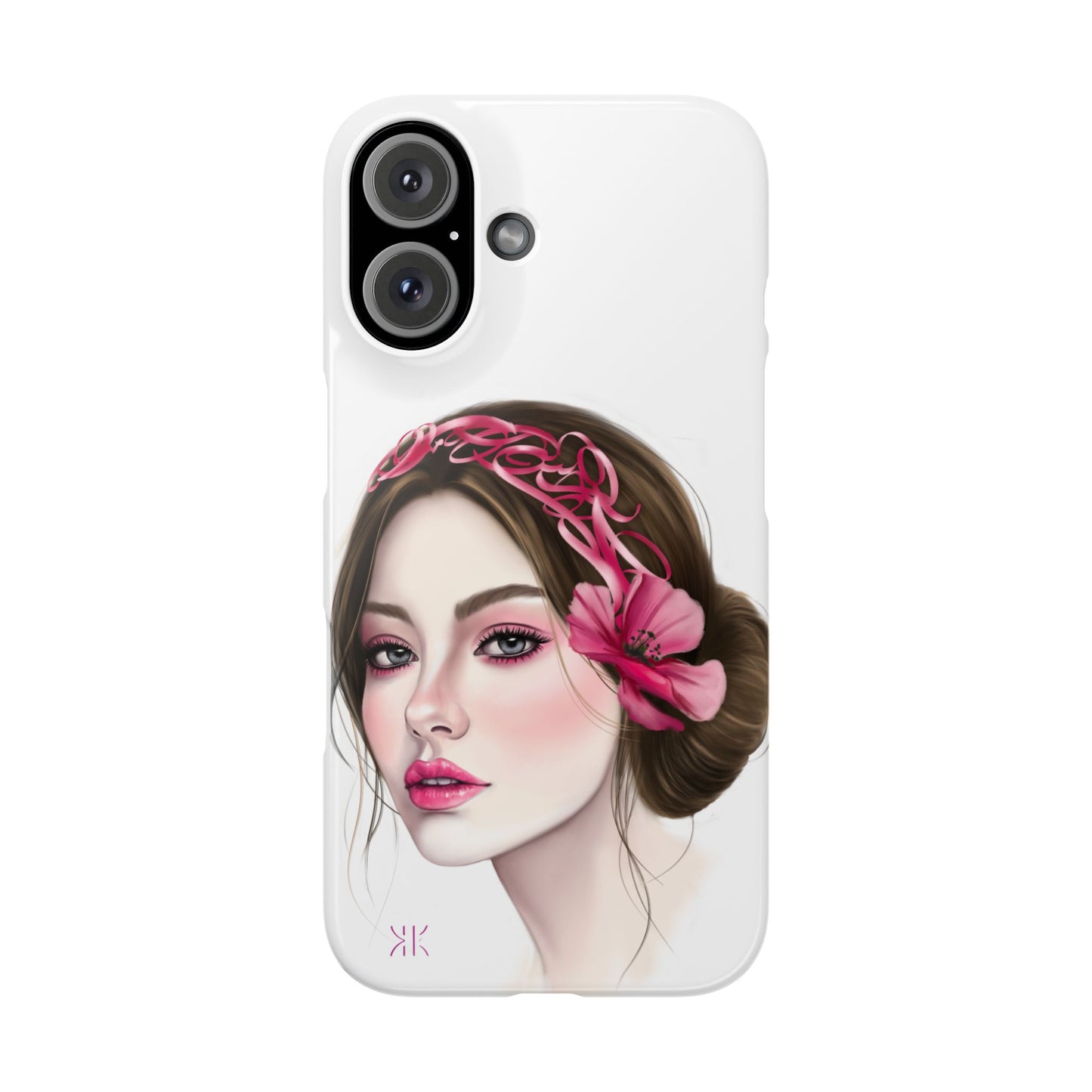 Phone Case - Beautiful Girl Headband Calligraphy Pink