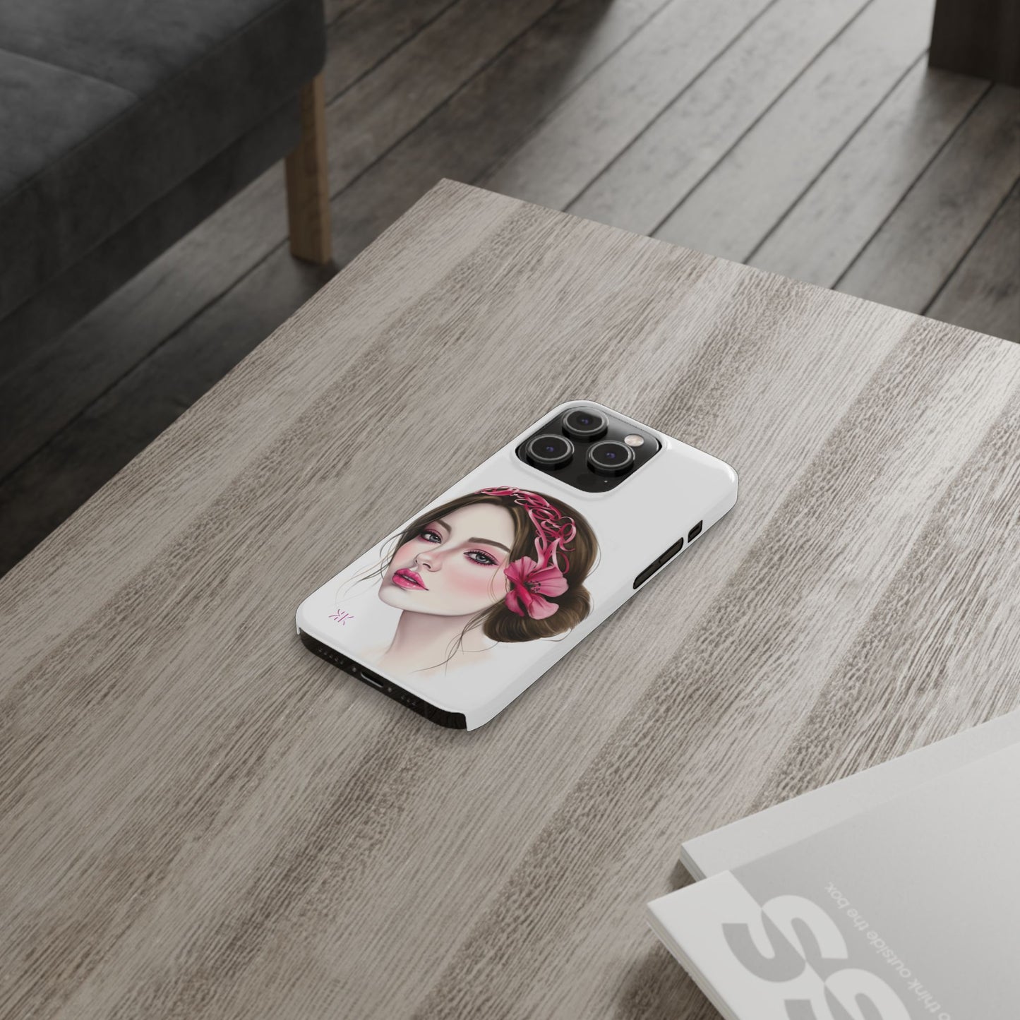 Phone Case - Beautiful Girl Headband Calligraphy Pink